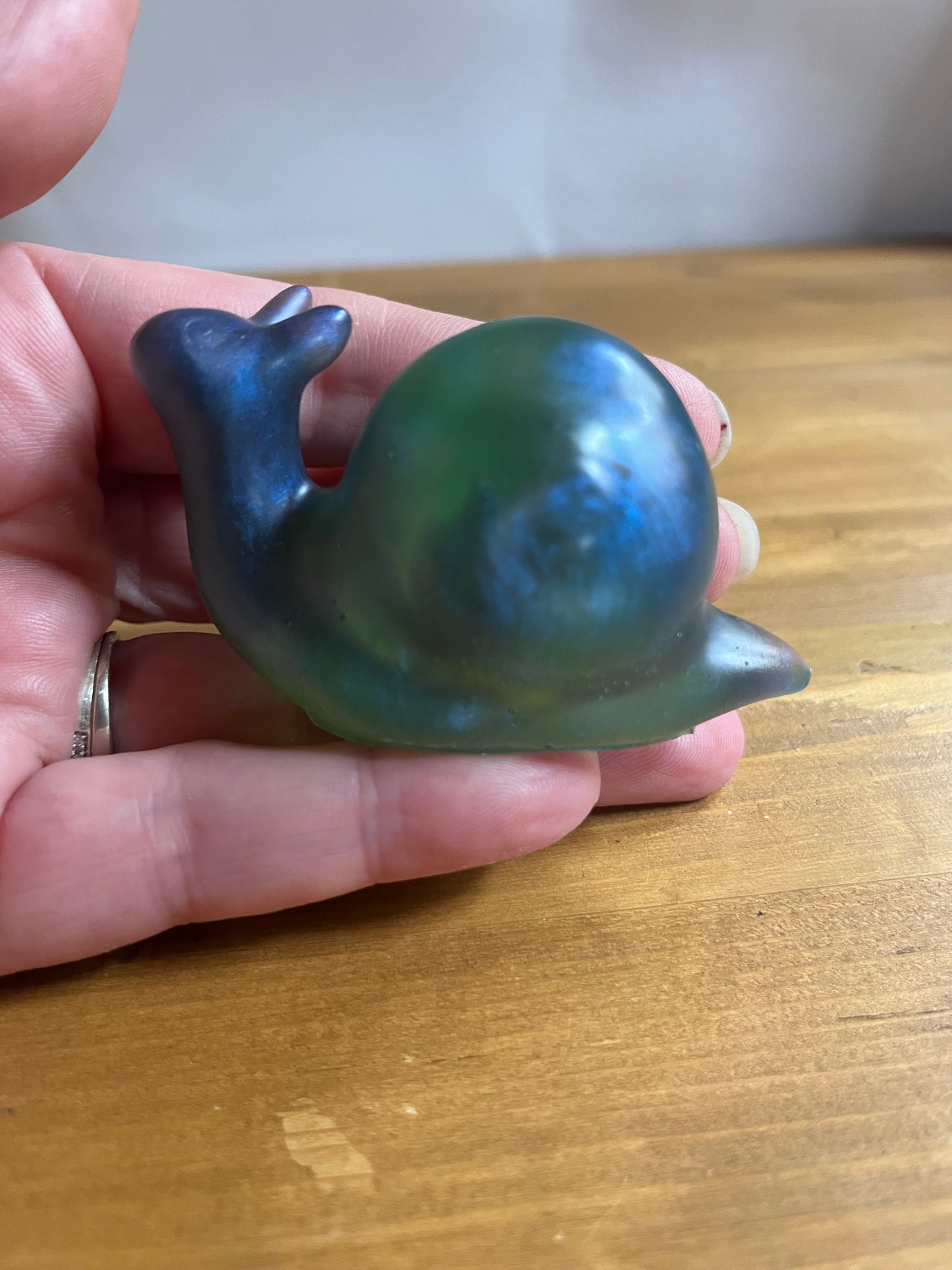 Glow In The Dark Blue Green Resin Snail Figurine, Home Decor