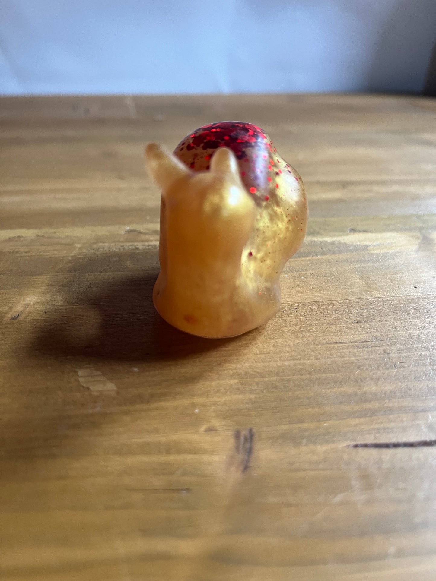 Resin Snail Figurine, Yellow with Red Glitter Decorative Art