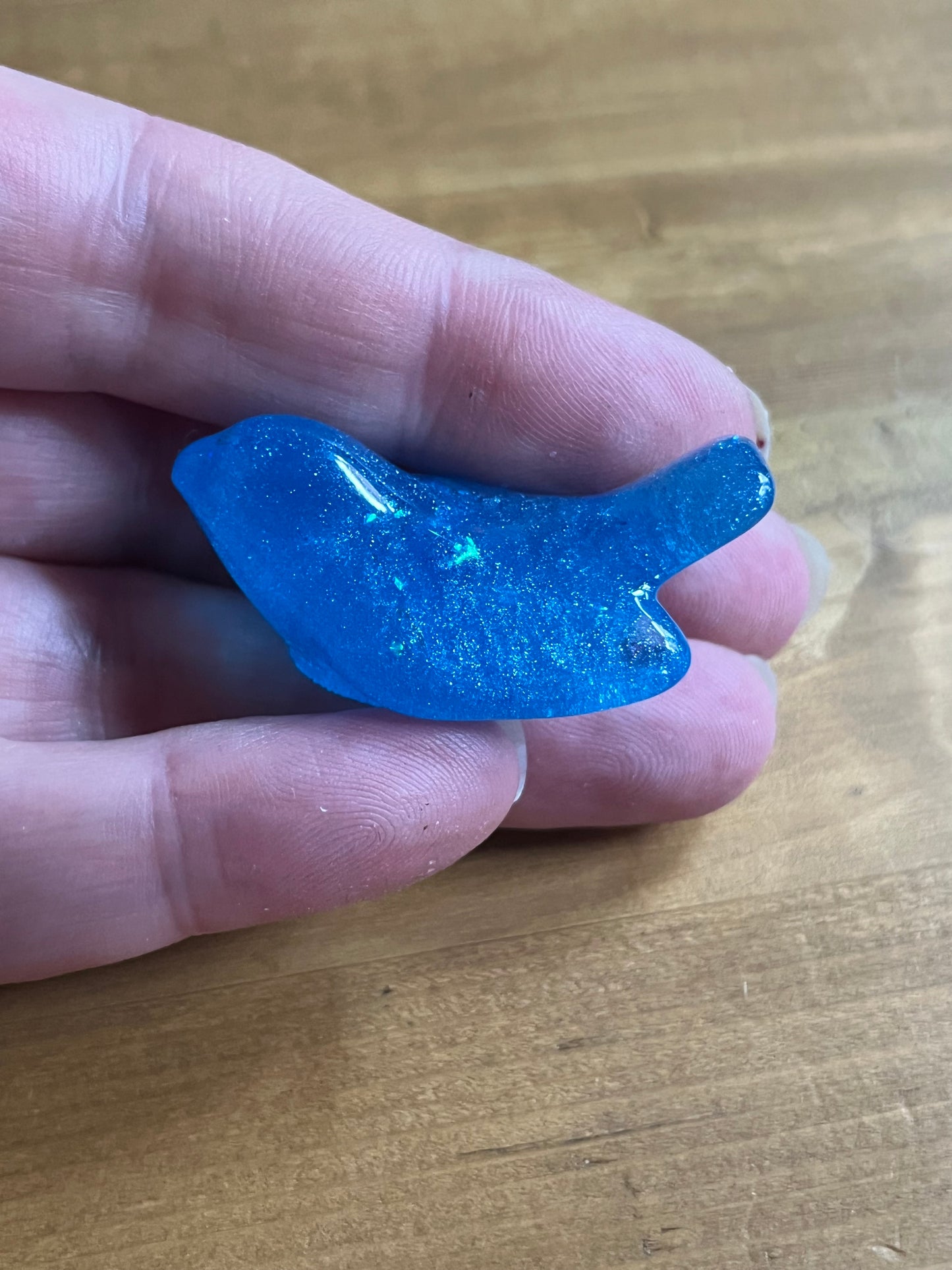 Iridescent Blue Resin Birds, Colorful Figurines for Home Decor