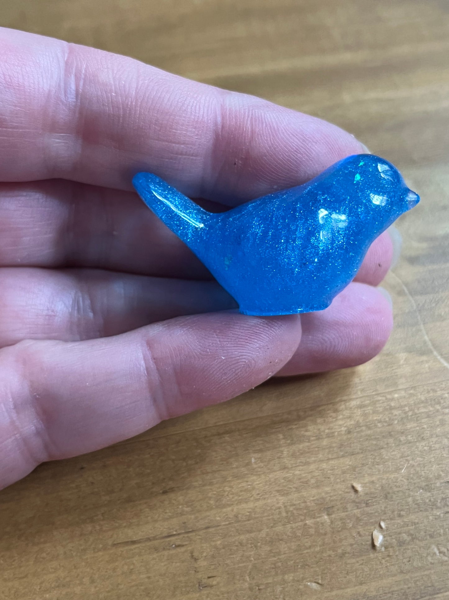 Iridescent Blue Resin Birds, Colorful Figurines for Home Decor