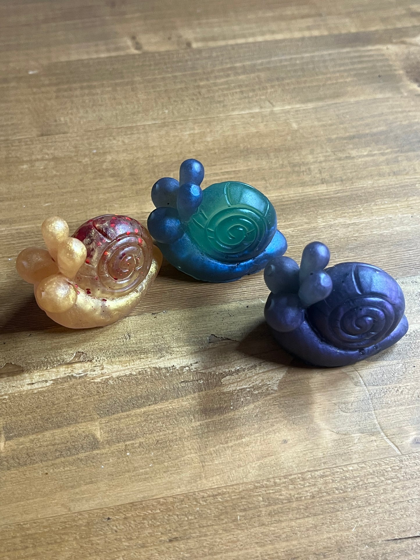 Colorful Resin Snail Trio, Miniature Figurines Set, For Home Decor