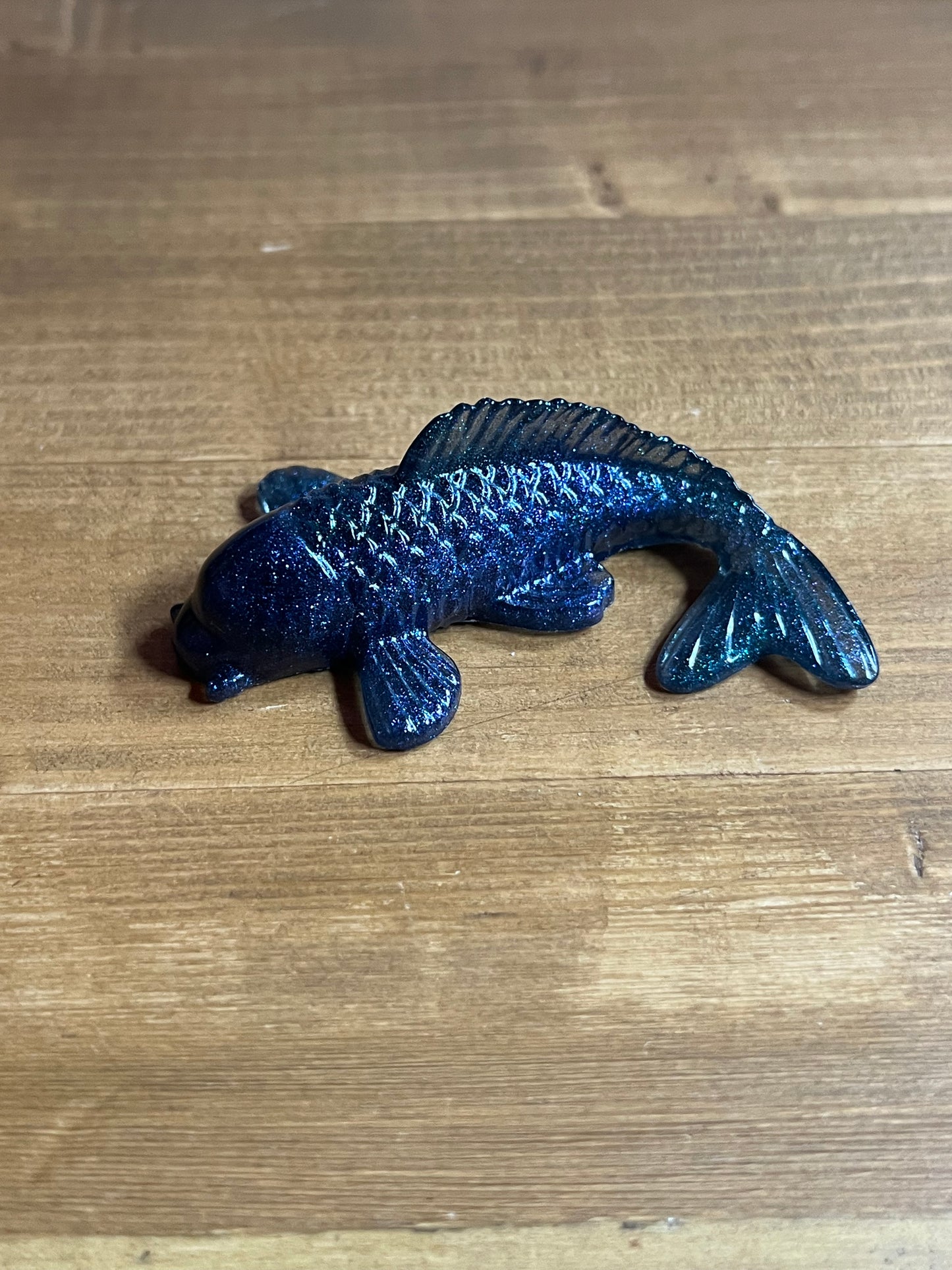Resin Fish Figurines Blue Green, Handmade Collectible Gift for Anglers, Desk Buddy,