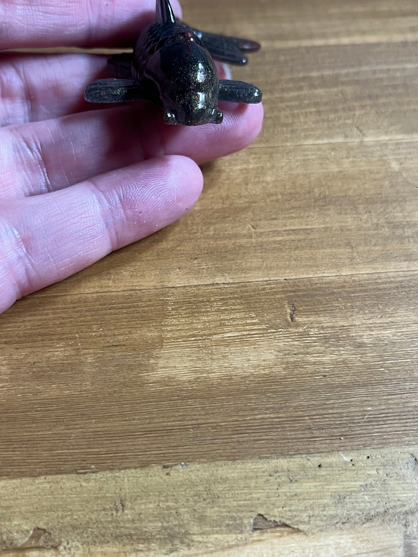 Black Red Resin Fish Figurine, Handmade Collectible Desk Decor, Stress Relief Aid