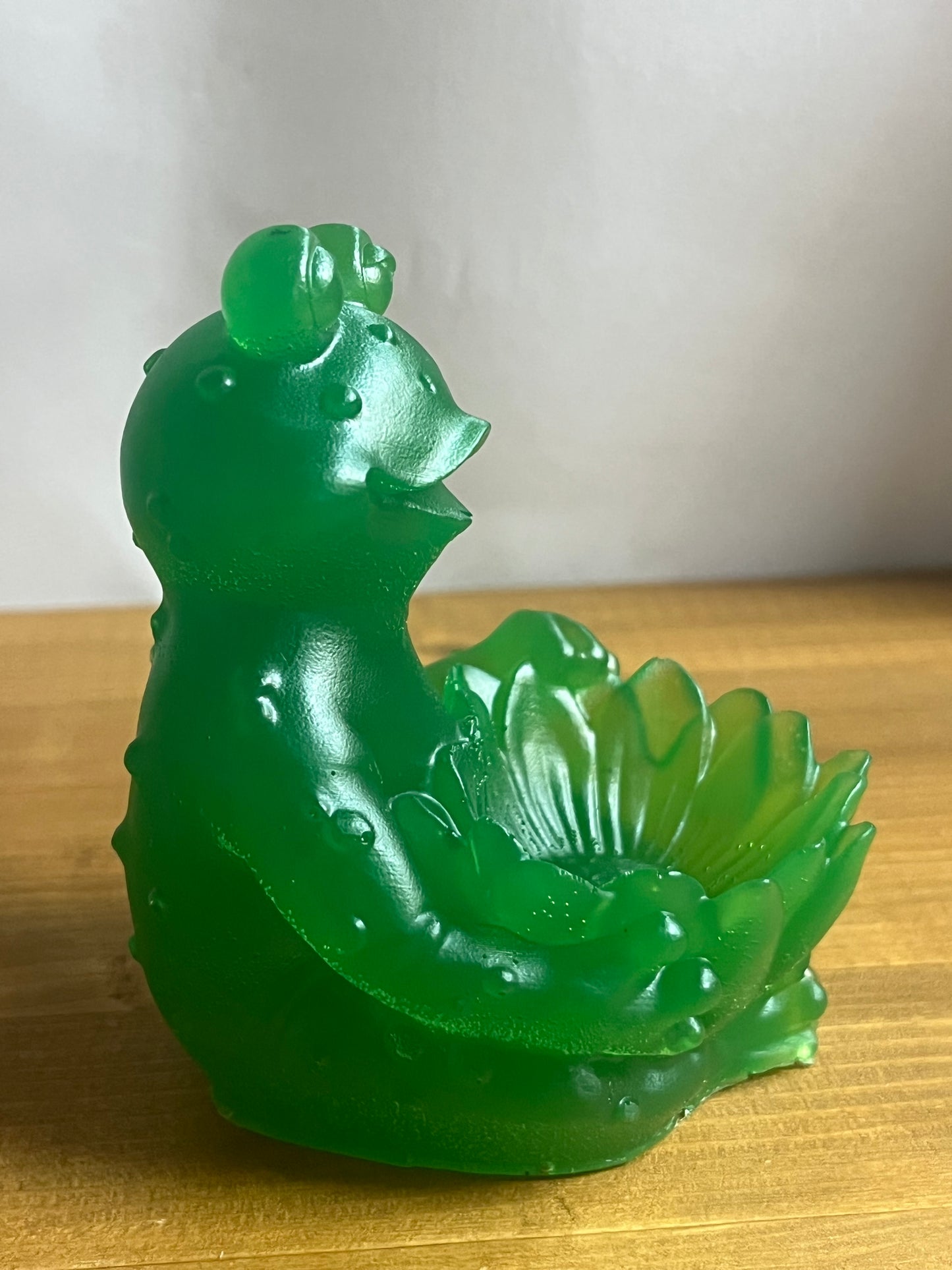 Green Resin Frog with lotus bowl, whimsical garden decor, outdoor or indoor accent,