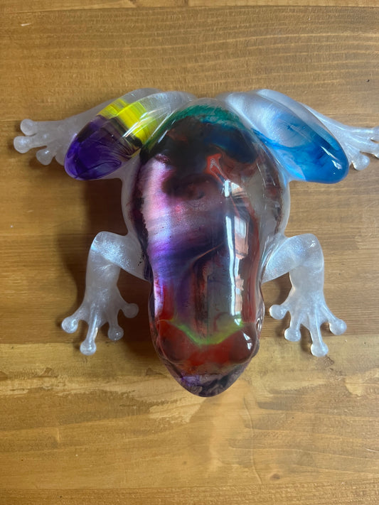 Handmade Resin Frog Multicolour swirl