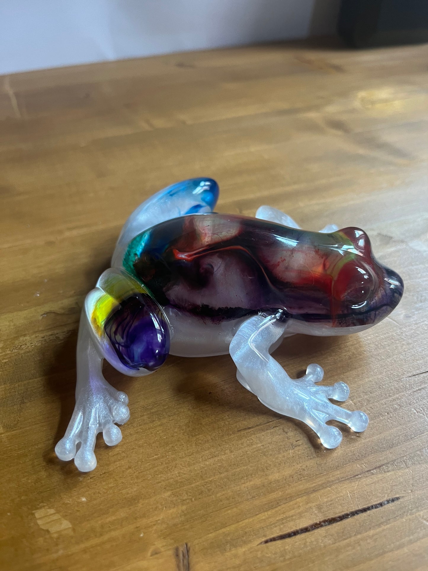 Handmade Resin Frog Multicolour swirl