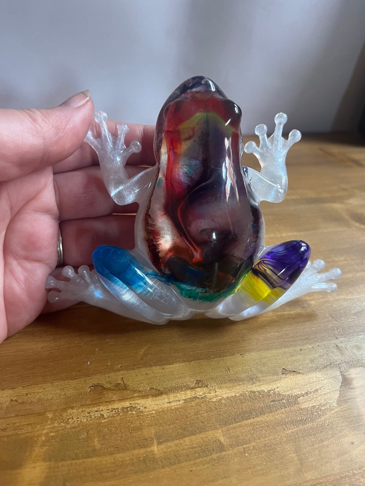 Handmade Resin Frog Multicolour swirl