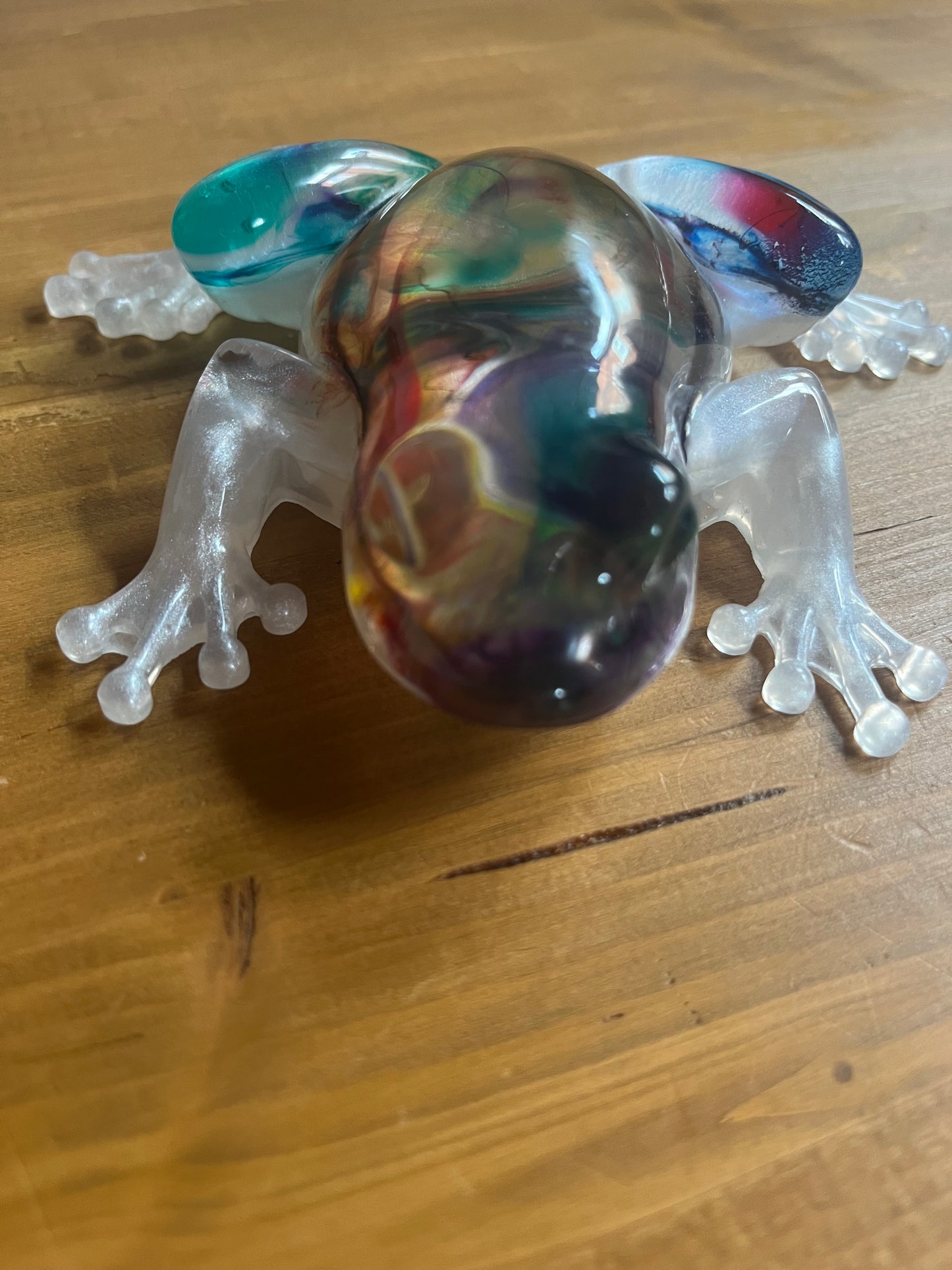 Handmade Resin Frog Multicolour swirl