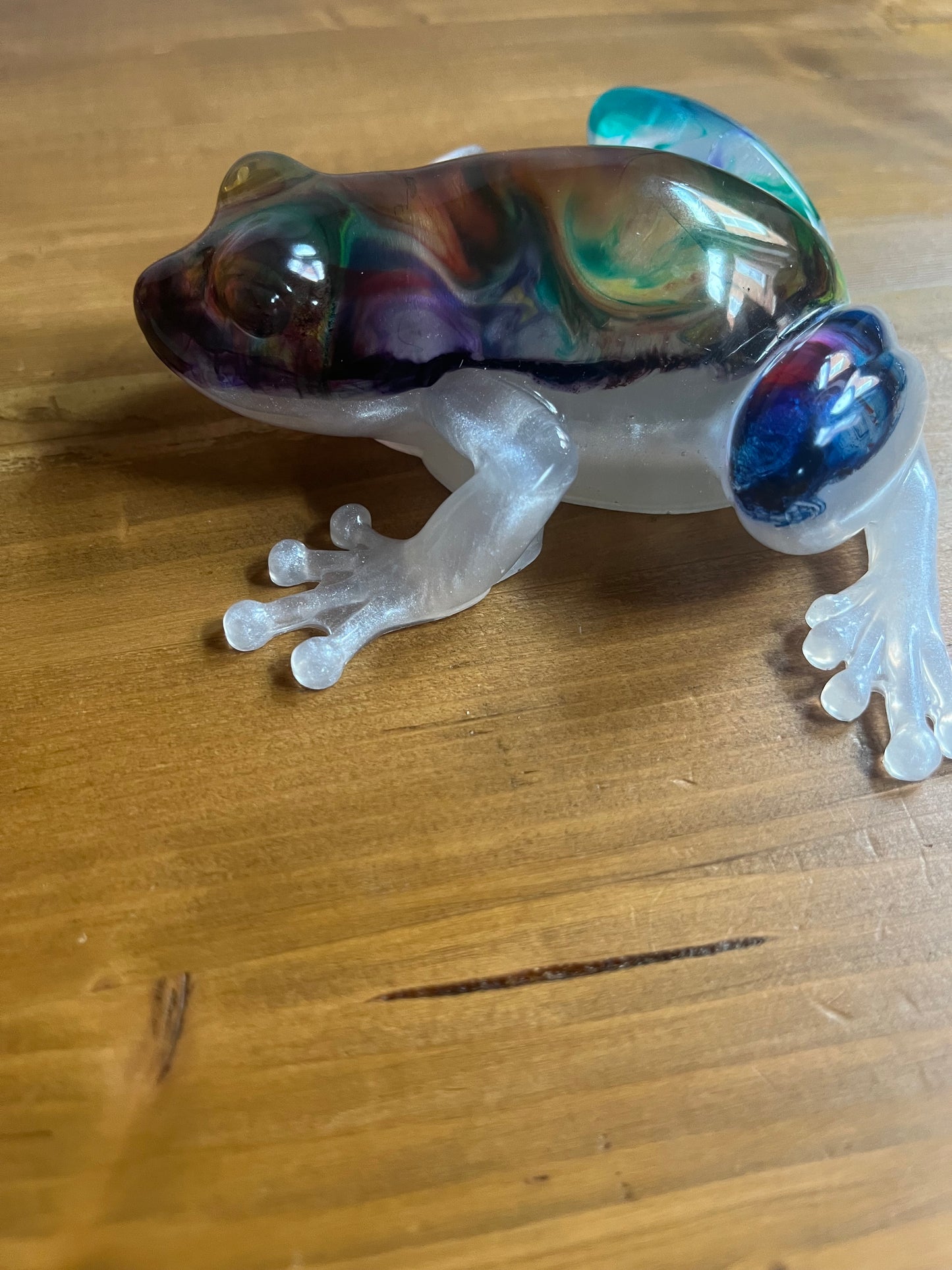 Handmade Resin Frog Multicolour swirl