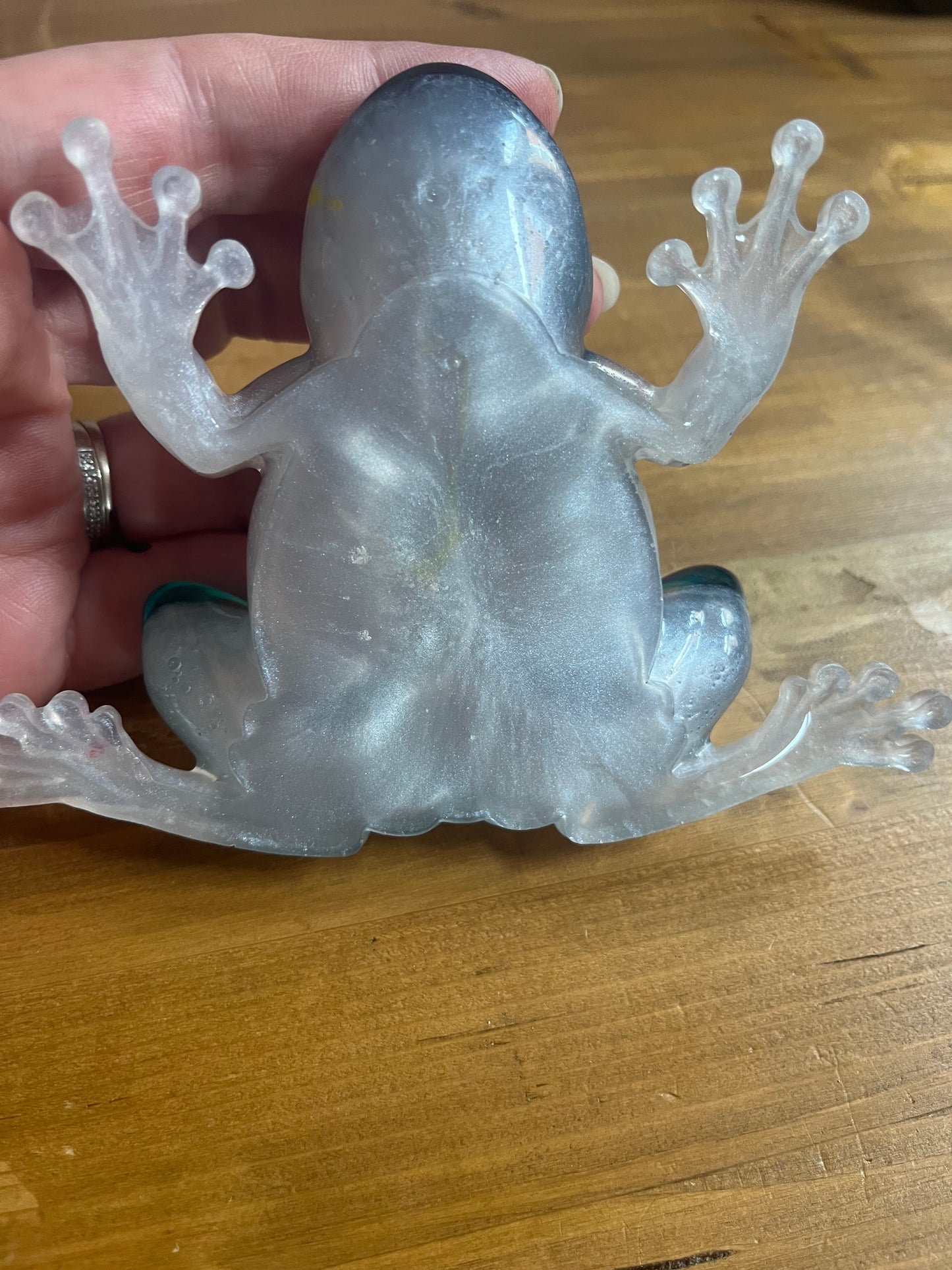 Handmade Resin Frog Multicolour swirl