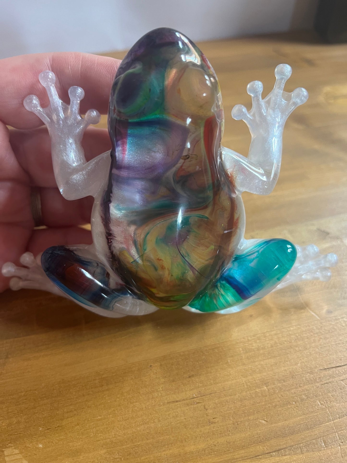 Handmade Resin Frog Multicolour swirl