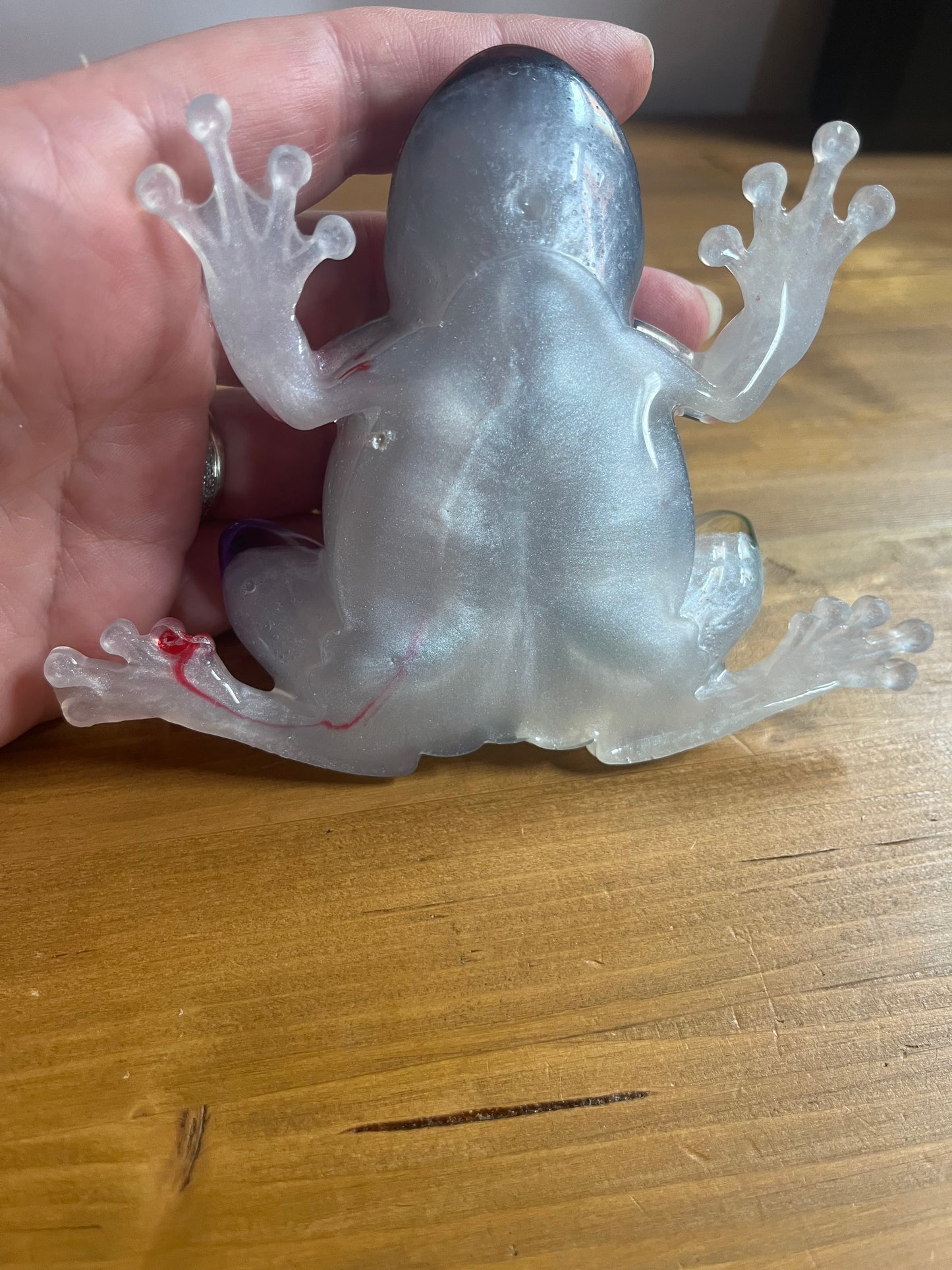 Handmade Resin Frog Figurine, Vibrant Swirl Art Ornament, for Collectors,