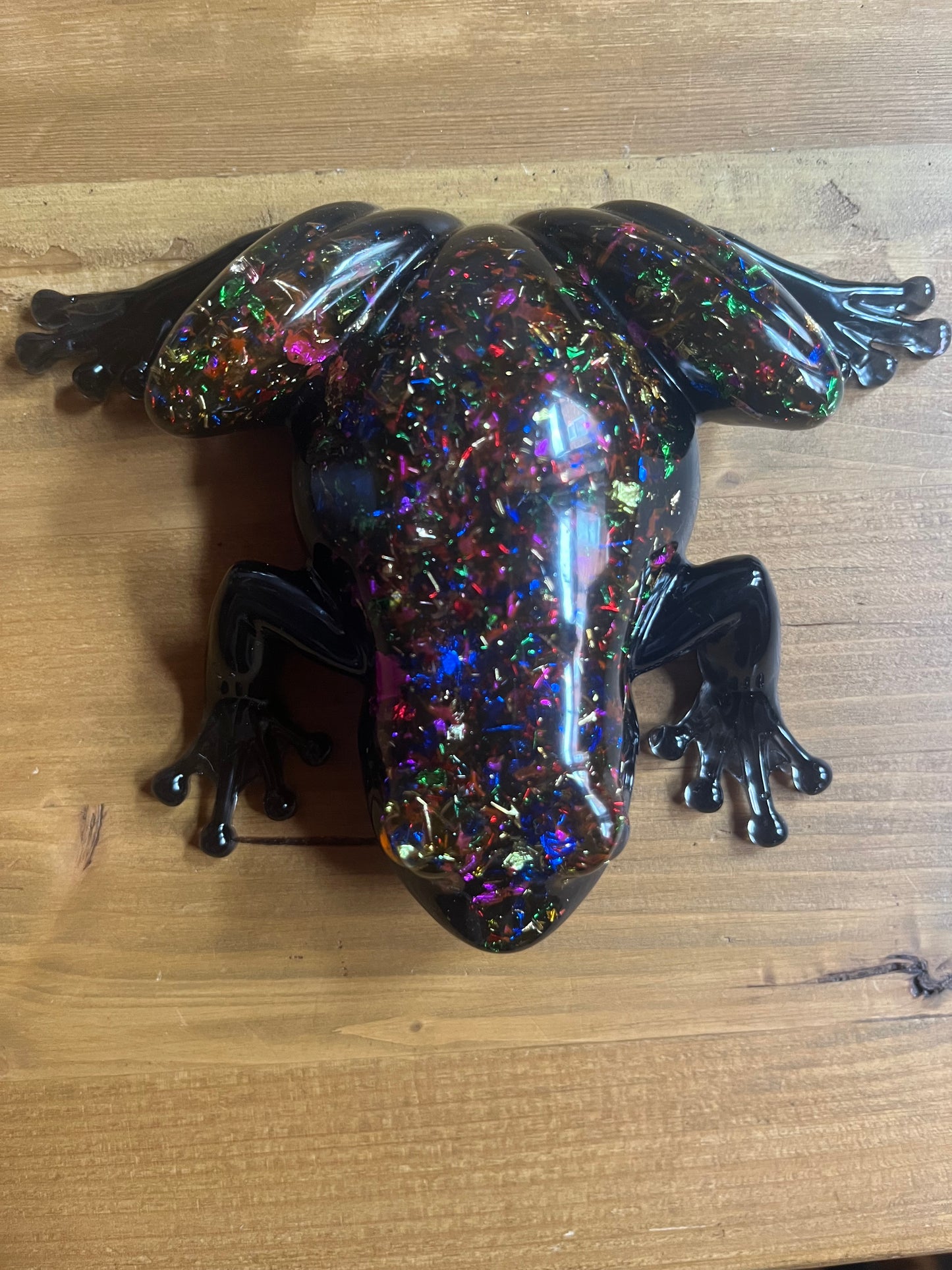 Handmade Resin Frog Figurine, Multi Coloured Sparkle Collectable Pocket Pet