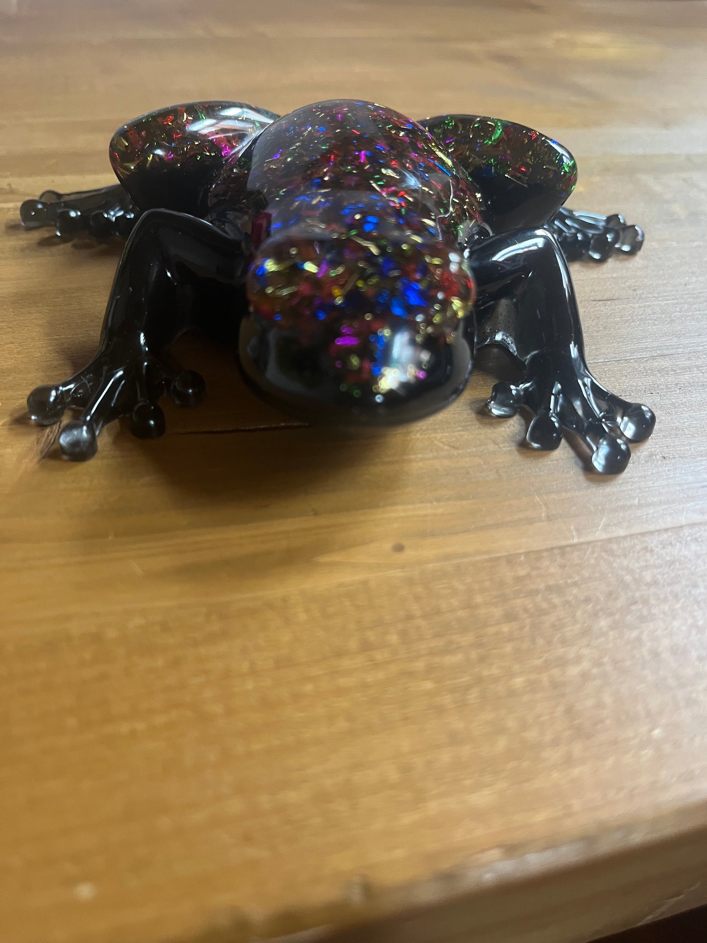 Handmade Resin Frog Figurine, Multi Coloured Sparkle Collectable Pocket Pet