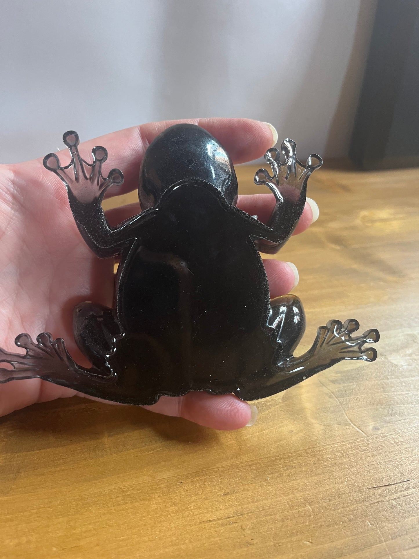 Sparkle Black Resin Frog, Pocket Pet Collection, Handmade Garden Pond Decor