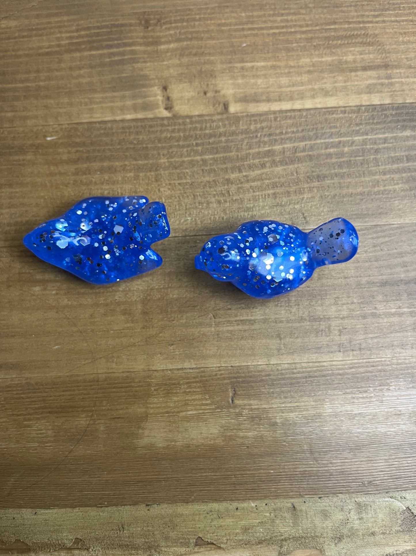 Navy Blue Resin Bird Decor, Small Figurines with Silver Glitter Accents