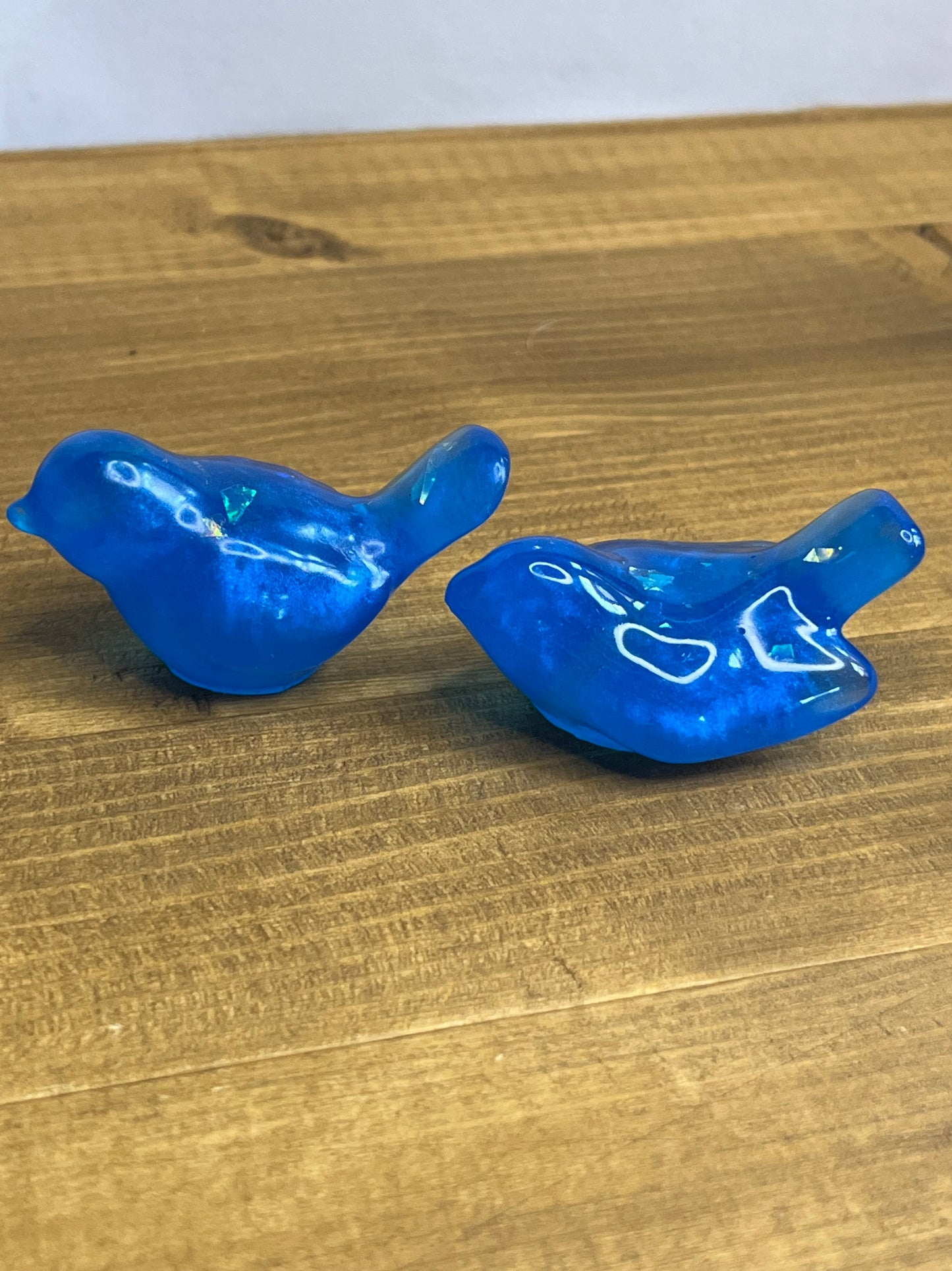 Bright Blue Resin Bird Figurine, Modern Collectible Decor