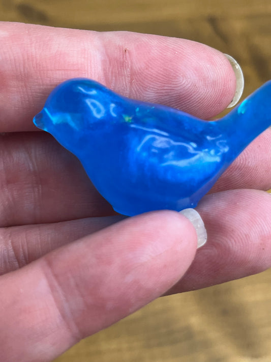 Bright Blue Resin Bird Figurine, Modern Collectible Decor