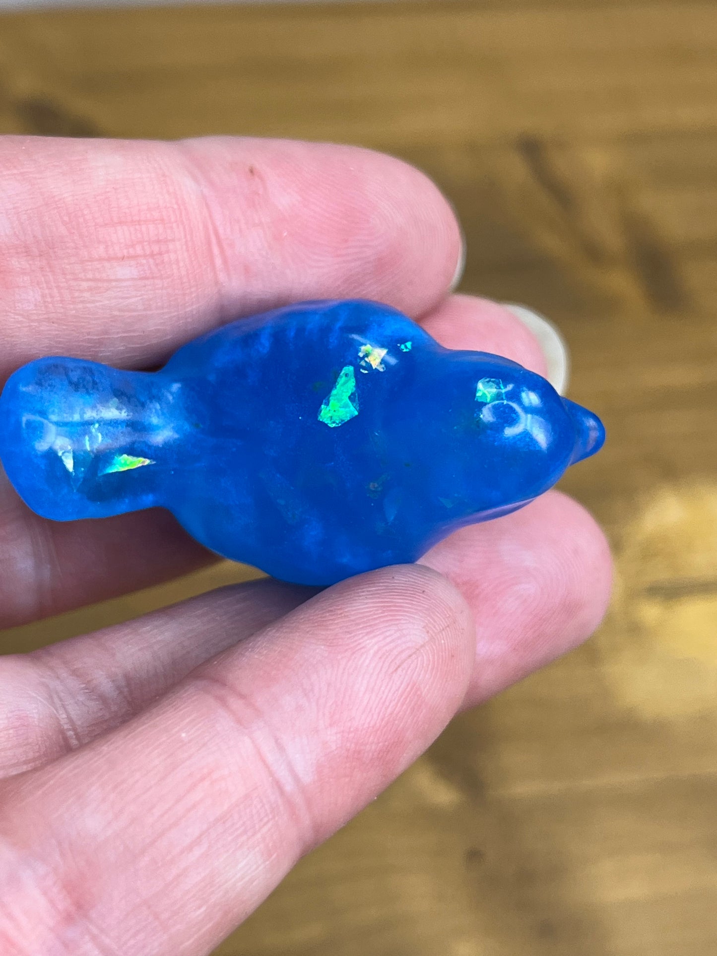 Bright Blue Resin Bird Figurine, Modern Collectible Decor
