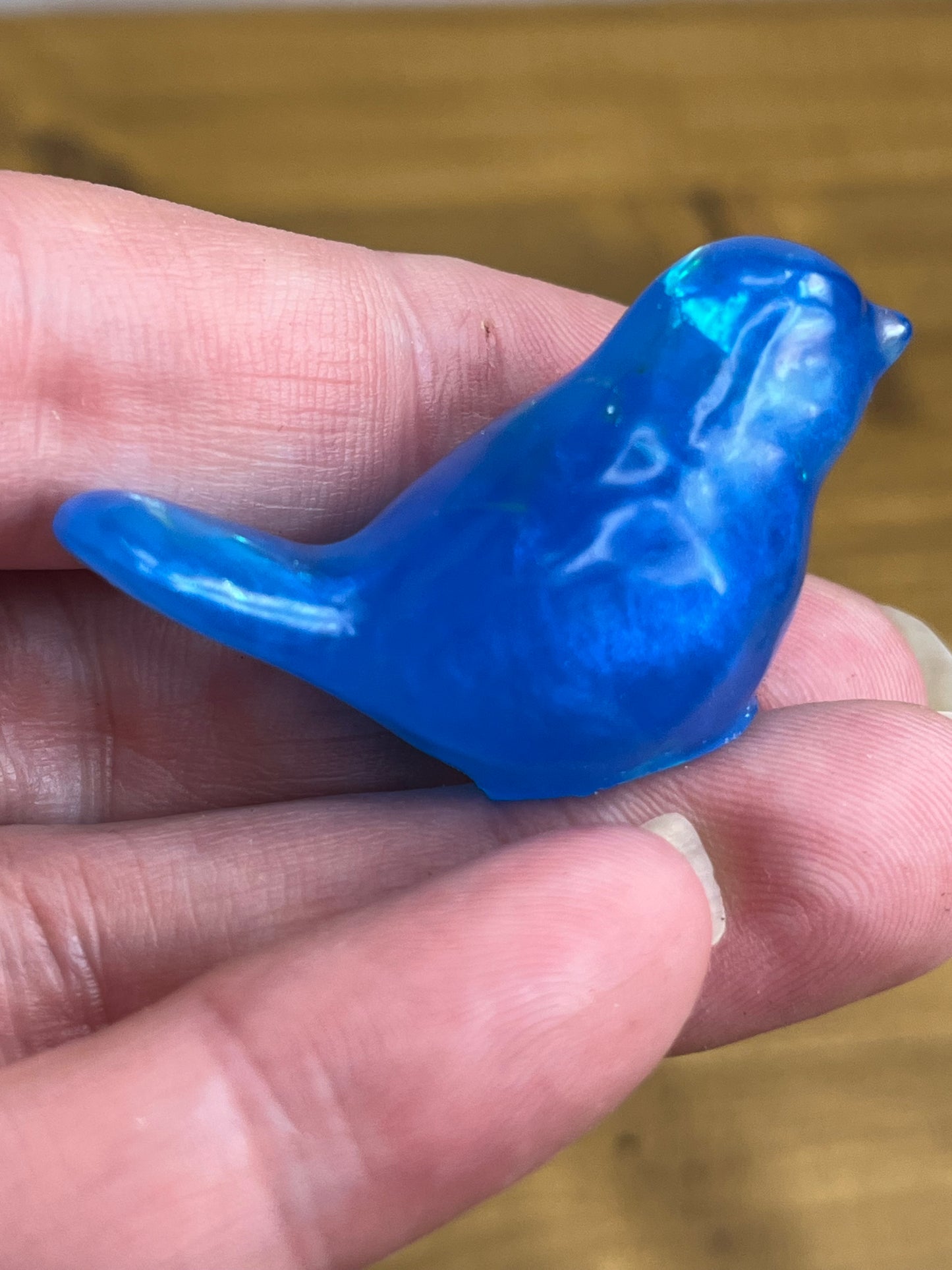Bright Blue Resin Bird Figurine, Modern Collectible Decor