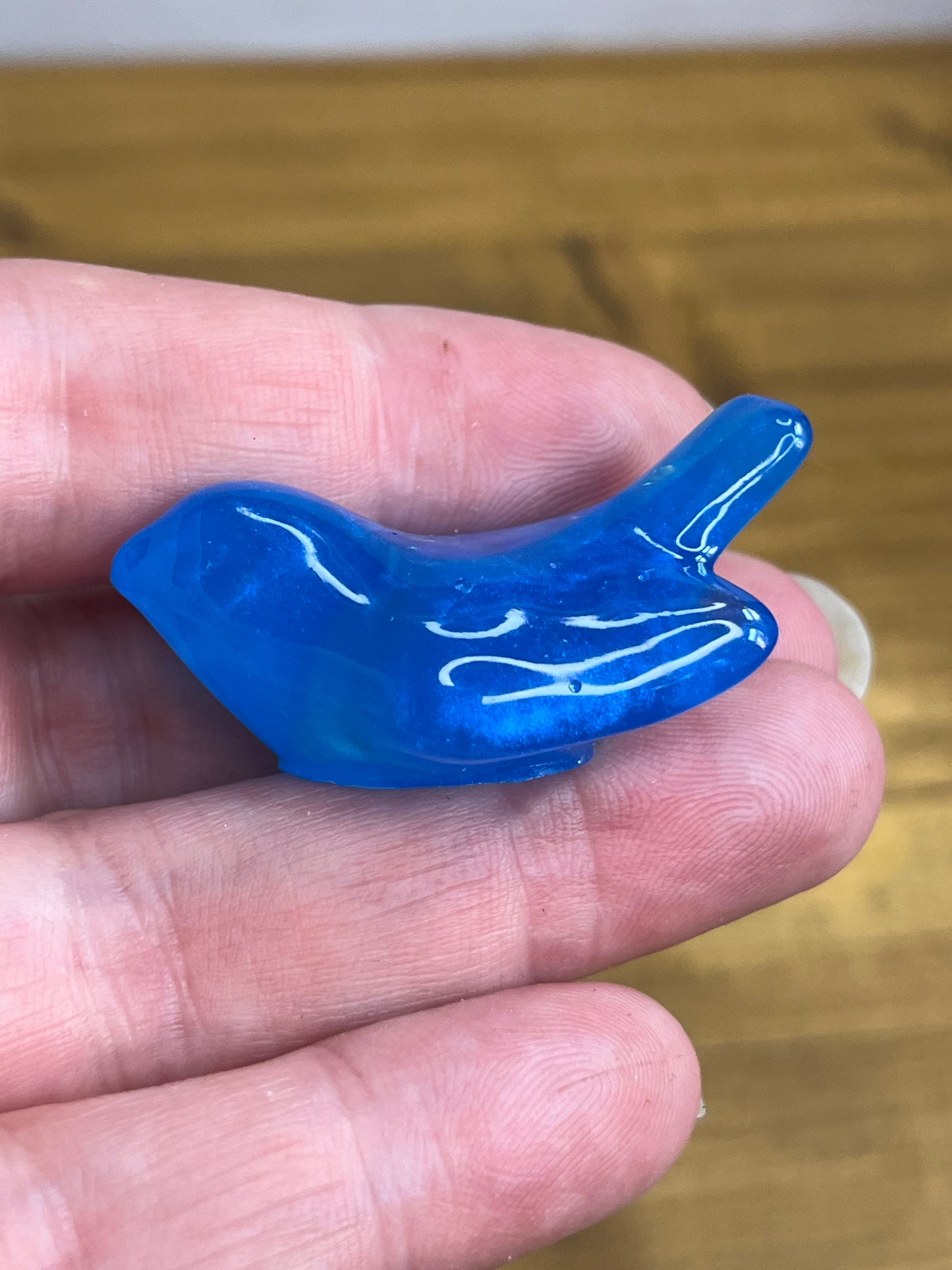Bright Blue Resin Bird Figurine, Modern Collectible Decor