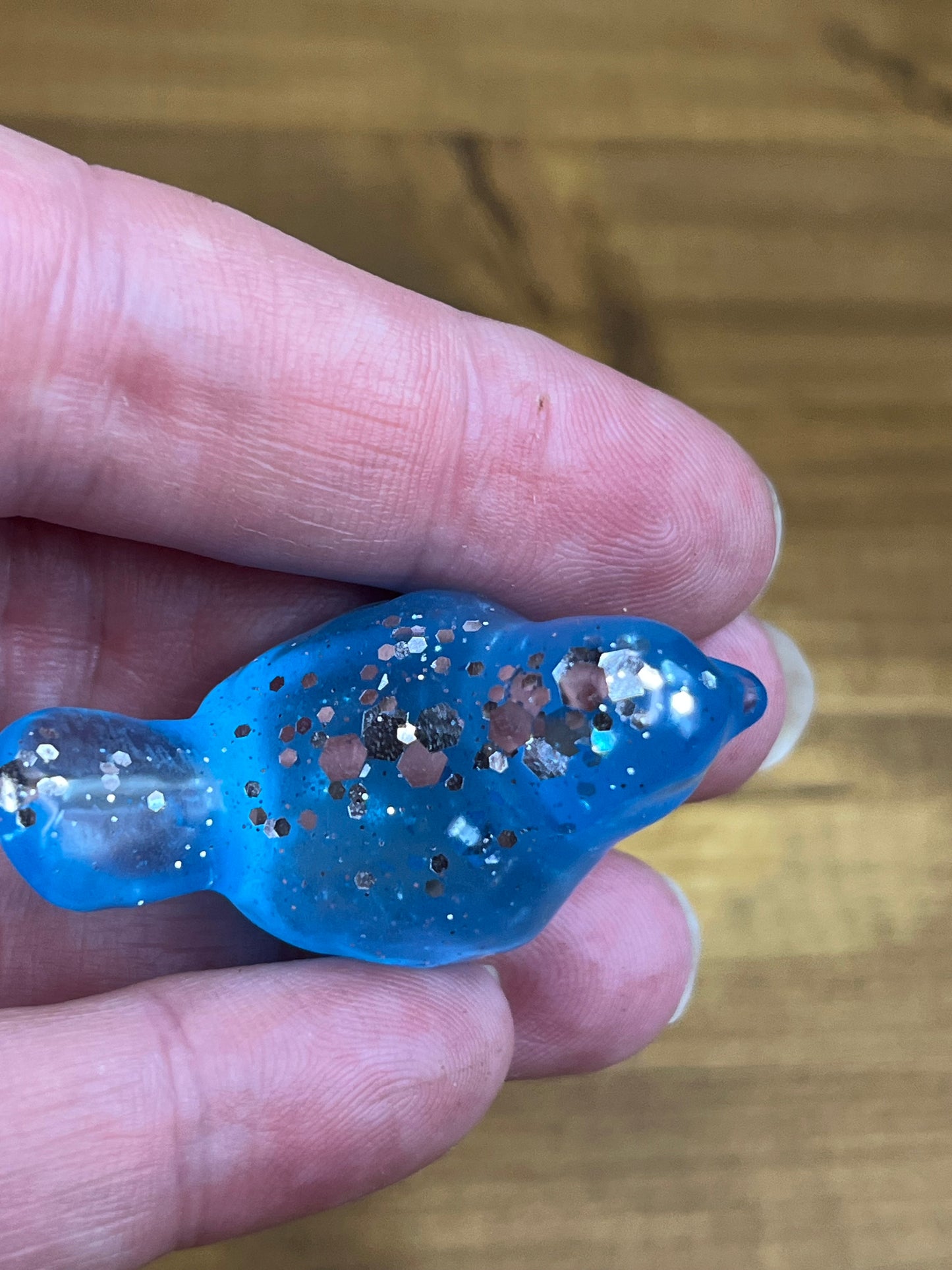 Resin Bird Figurines, Whimsical Blue Decor with Glitter Accents