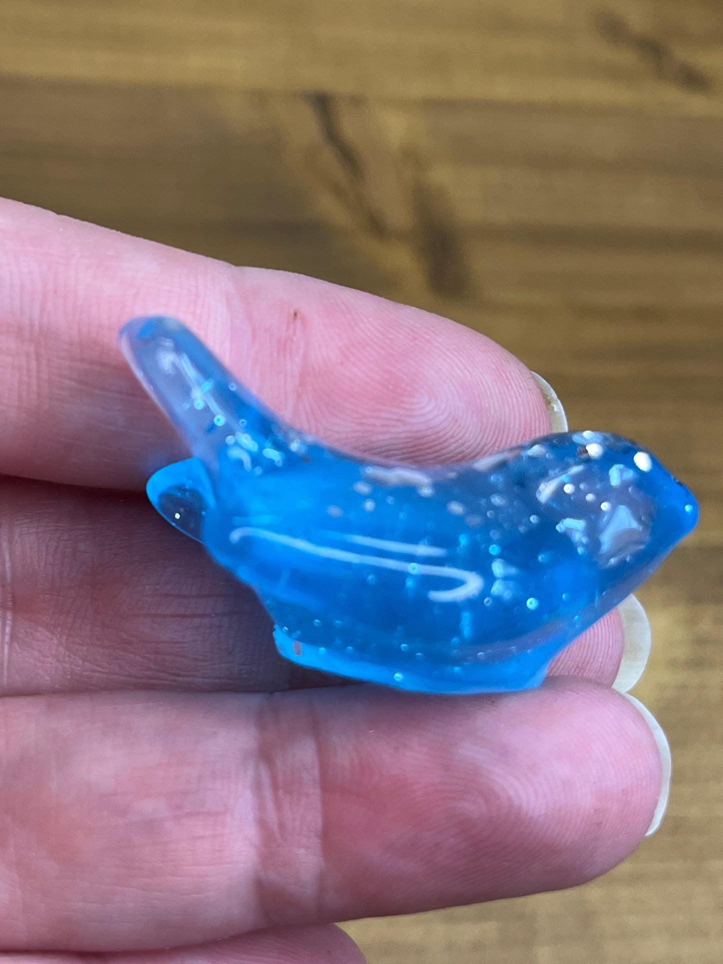 Resin Bird Figurines, Whimsical Blue Decor with Glitter Accents