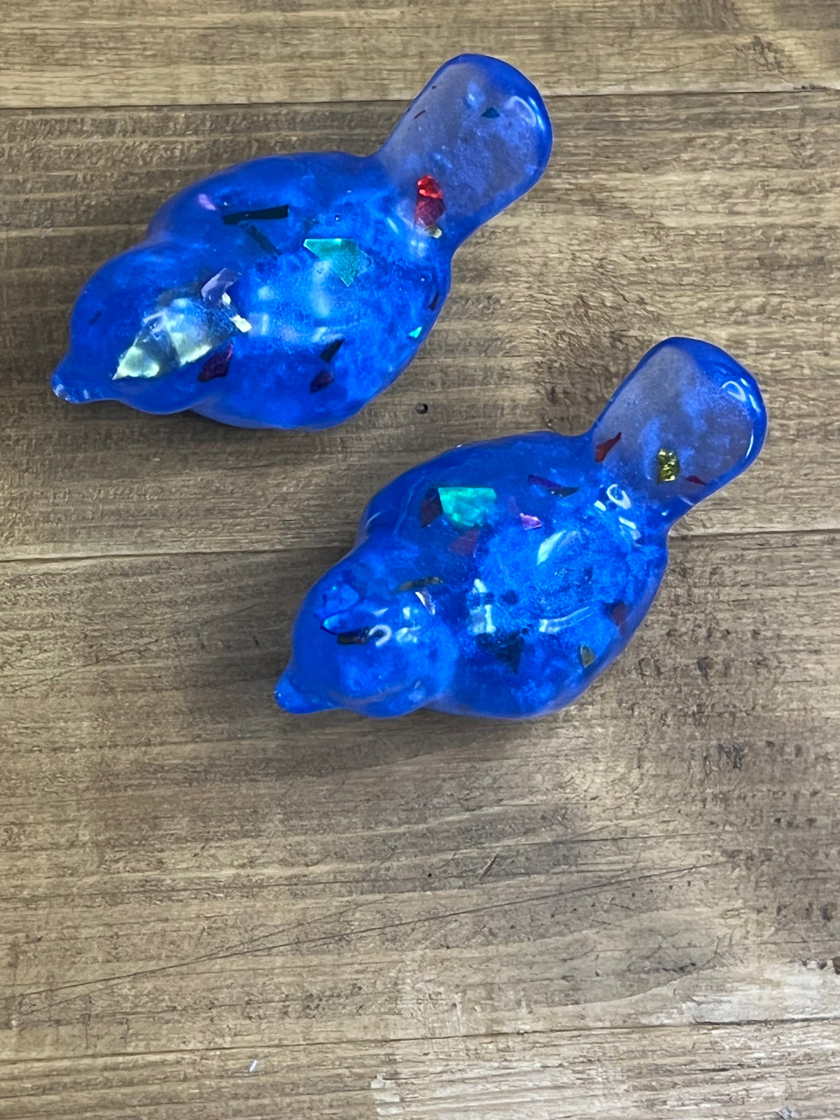 Royal Blue Resin Bird Figurine, Whimsical Desk Decor