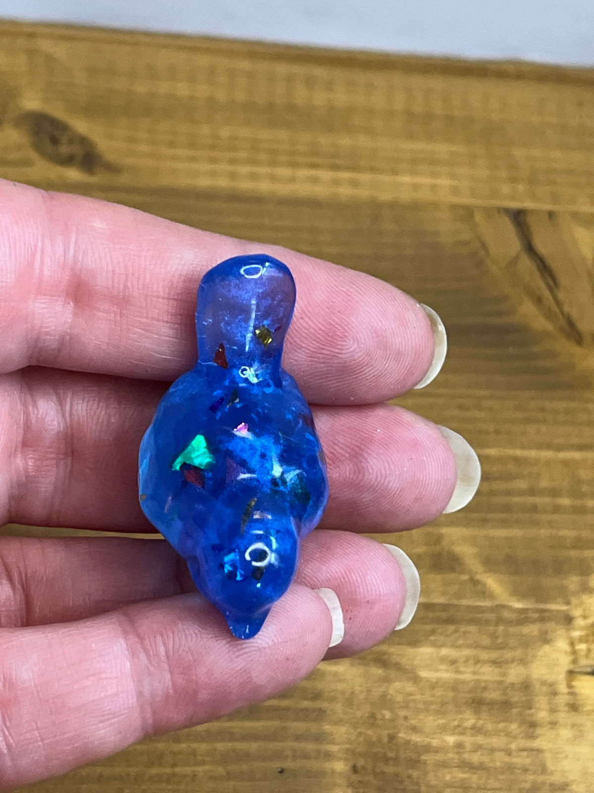Royal Blue Resin Bird Figurine, Whimsical Desk Decor