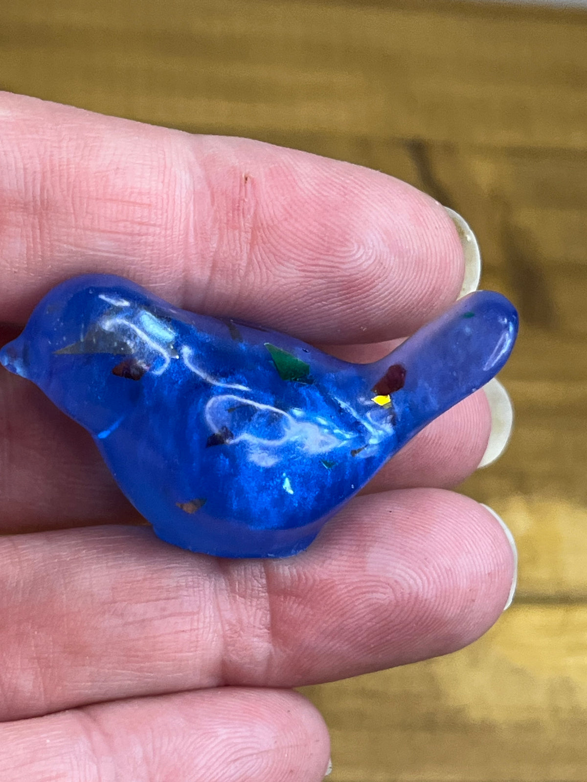 Royal Blue Resin Bird Figurine, Whimsical Desk Decor