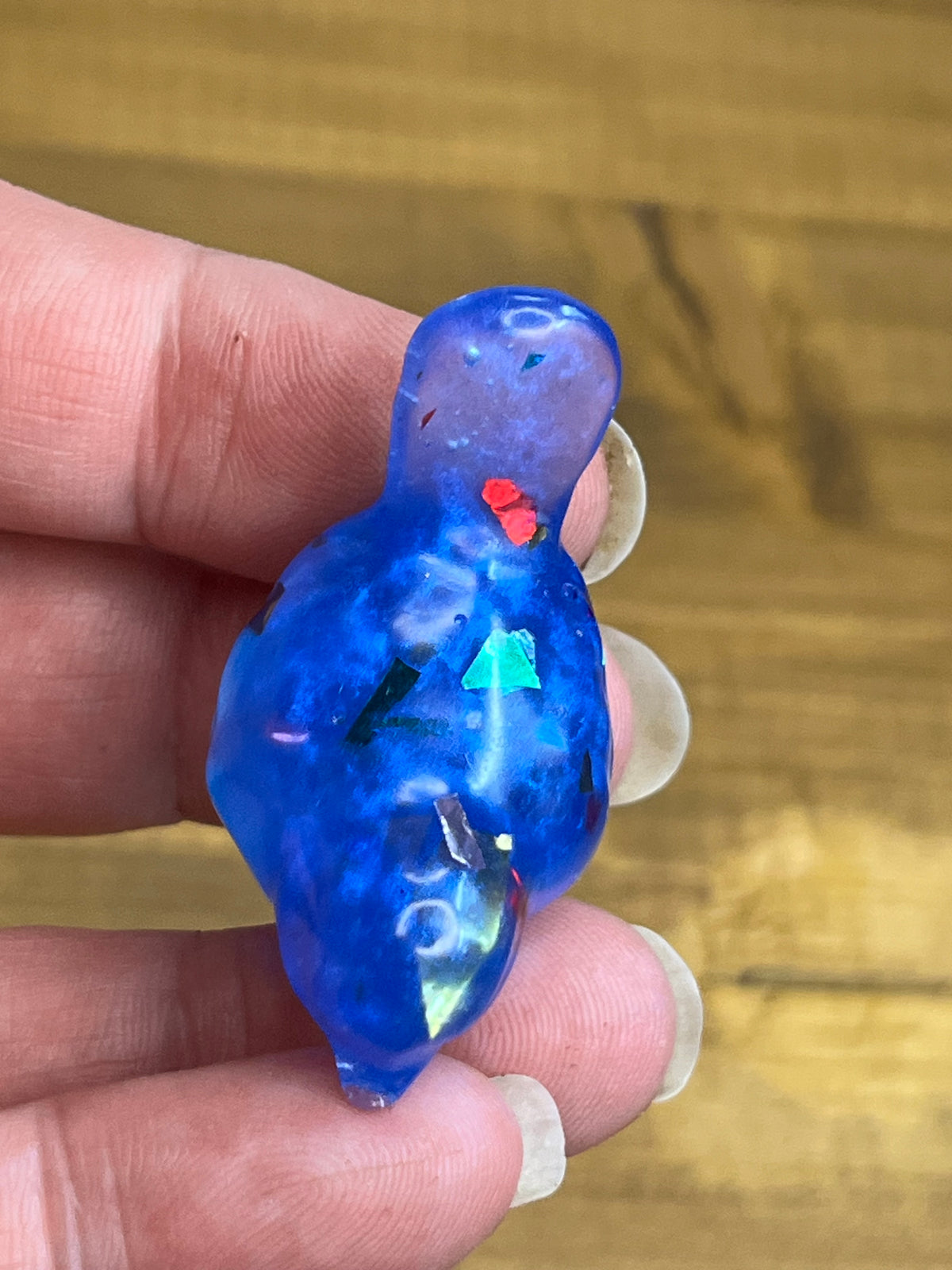 Royal Blue Resin Bird Figurine, Whimsical Desk Decor
