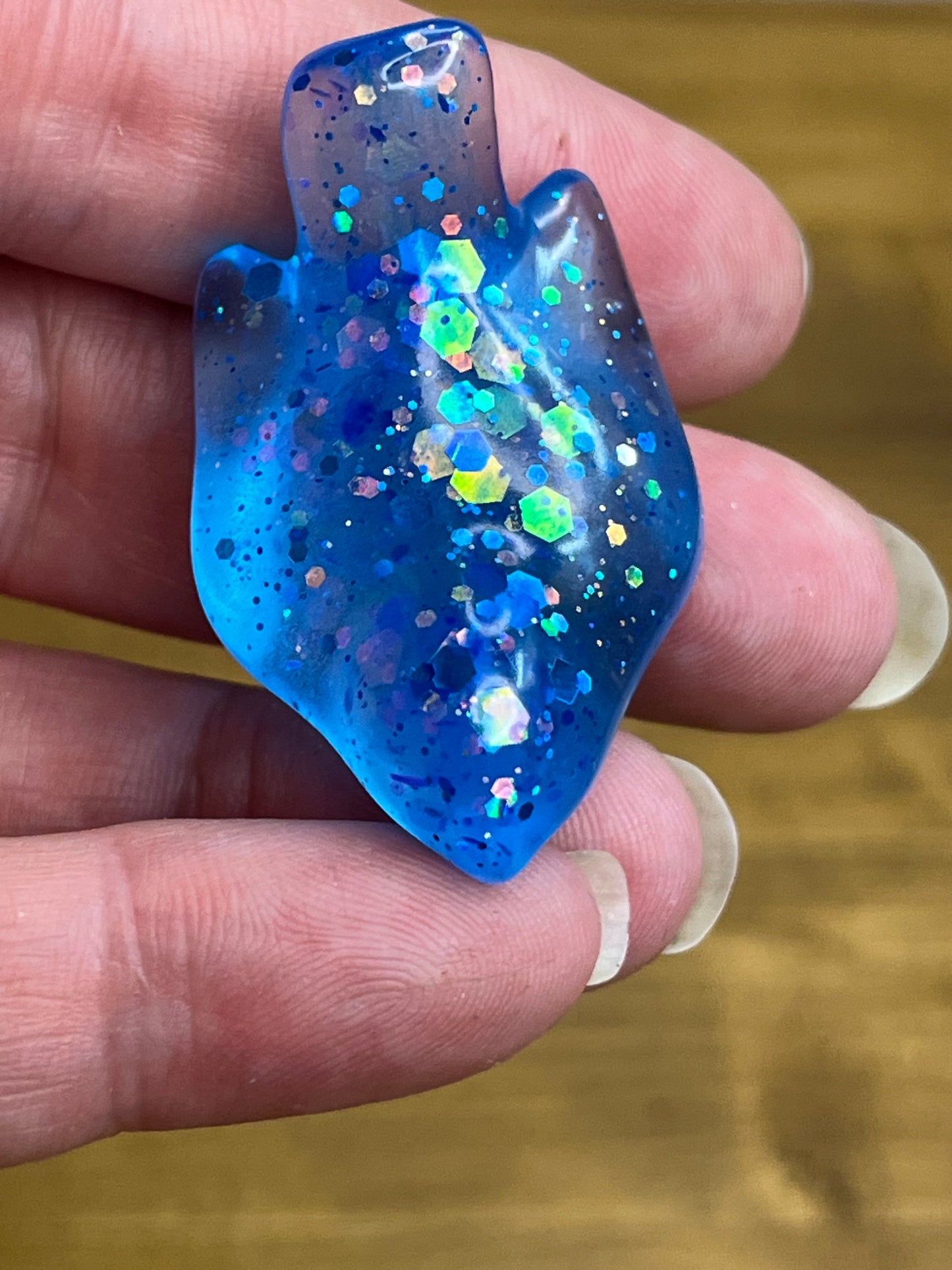 Resin Bird Figurine, Whimsical Blue Design with Glitter Accents