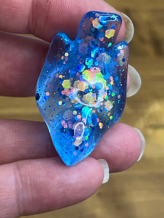 Resin Bird Figurine, Whimsical Blue Design with Glitter Accents