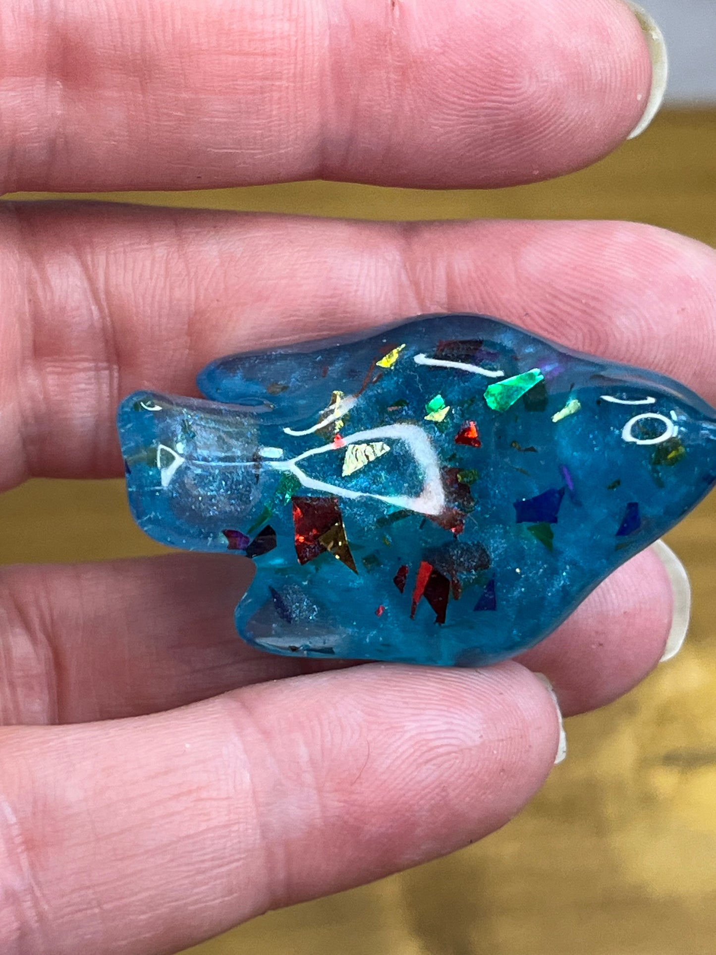 Blue Bird Figurine, Small Resin Sculpture with Colorful Glitter Accents