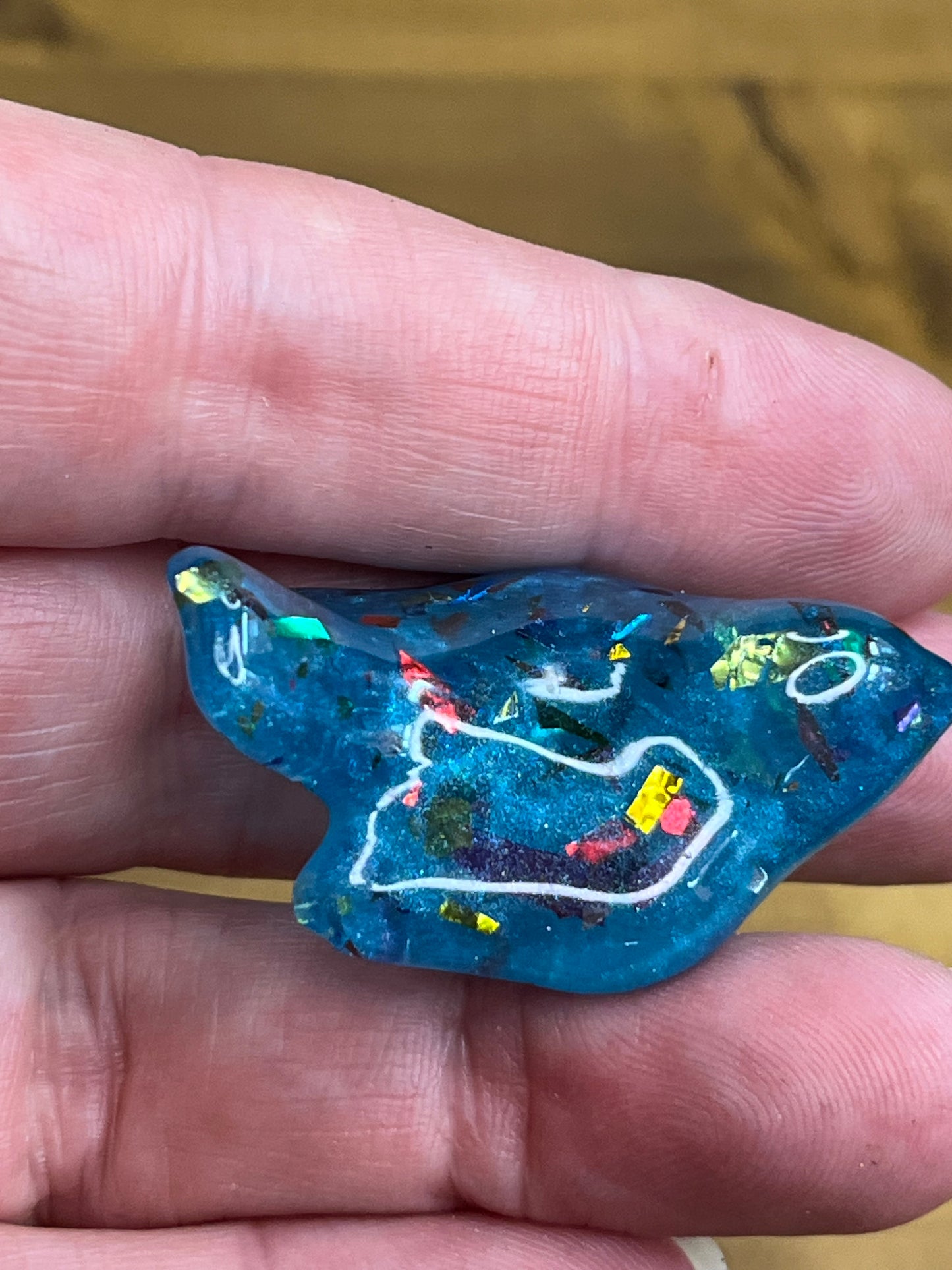 Blue Bird Figurine, Small Resin Sculpture with Colorful Glitter Accents