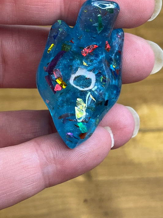 Blue Bird Figurine, Small Resin Sculpture with Colorful Glitter Accents