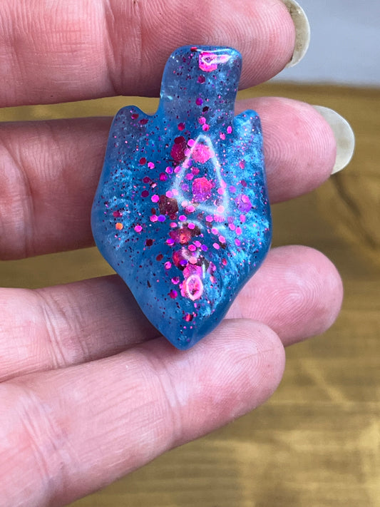 Set of 3 Resin Bird Decor, Blue and Red Glitter Decorative