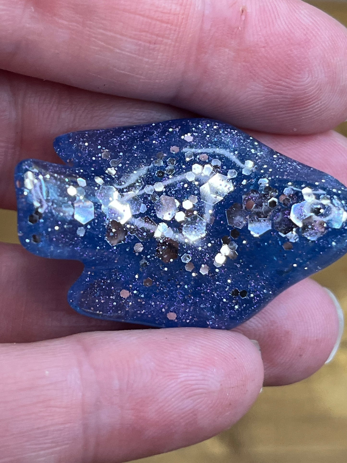 Set of 3 Resin Bird Decor, Blue and Red Glitter Decorative