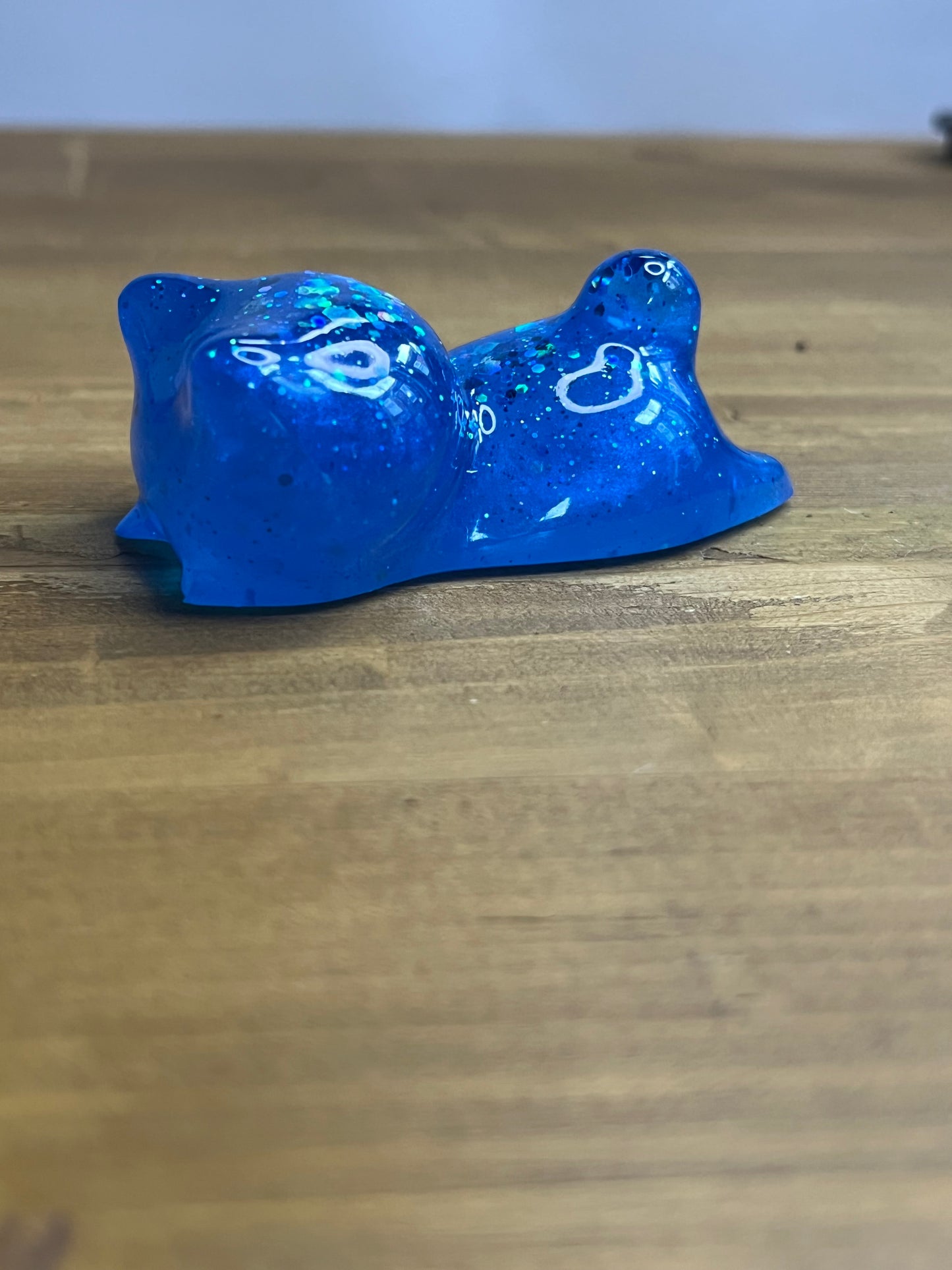 Resin Cat Figurines Set of 3, Royal Blue with Silver Glitter Accents