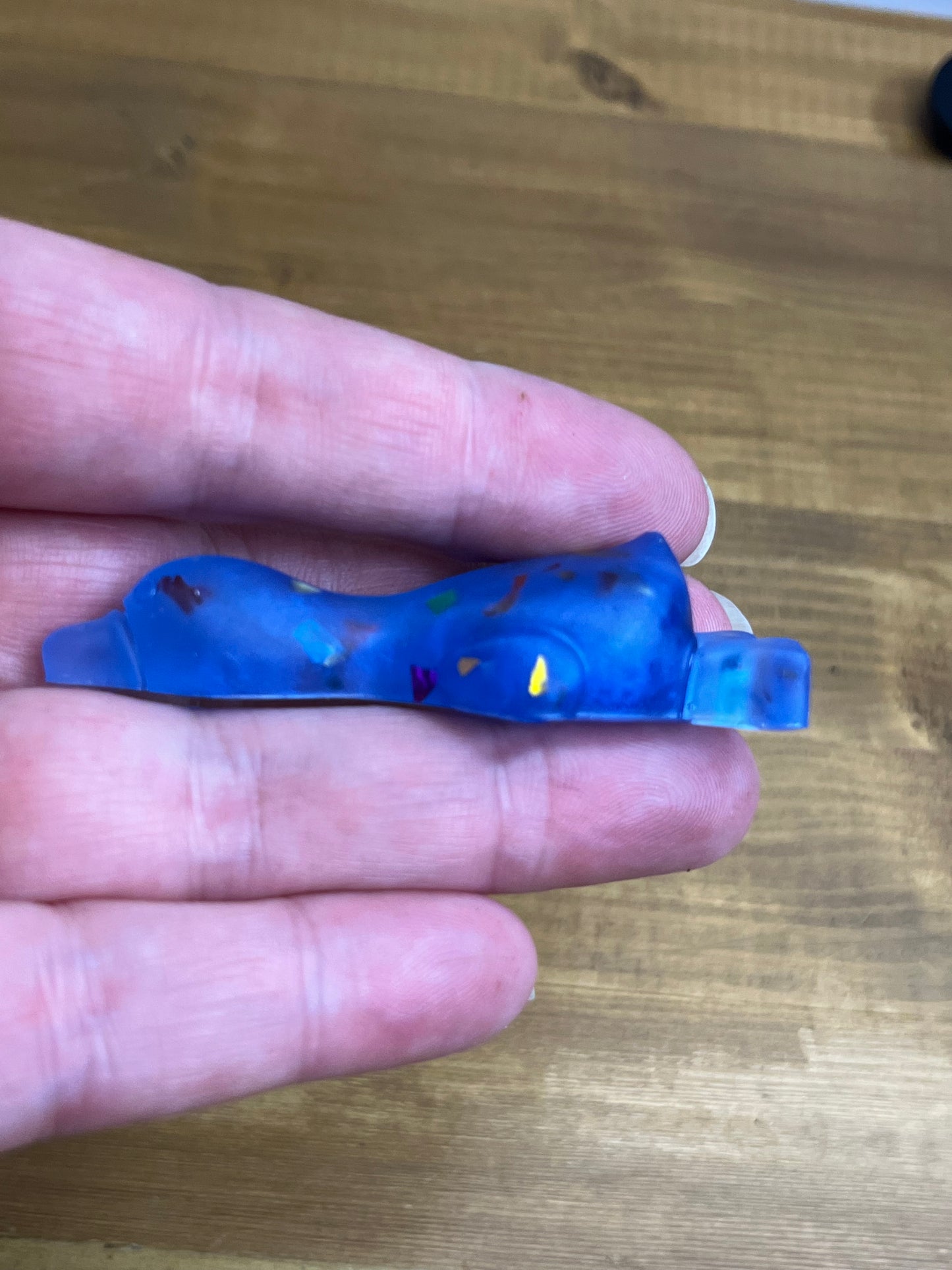 Blue Resin Duck Figurine with Glitter Accents, Whimsical Collectible