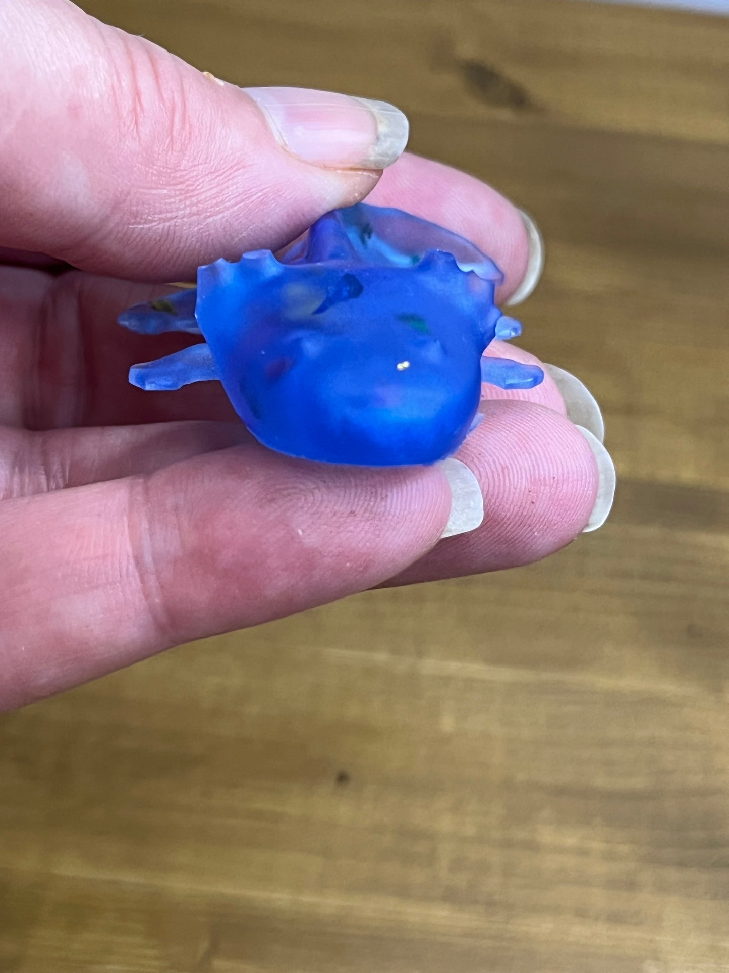 Blue Resin Axolotl Figurine with Colorful Flecks, Desk Buddy