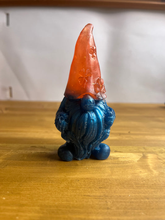 Orange Gonk Figure, Colorful Resin Gnome Statue with Blue Base