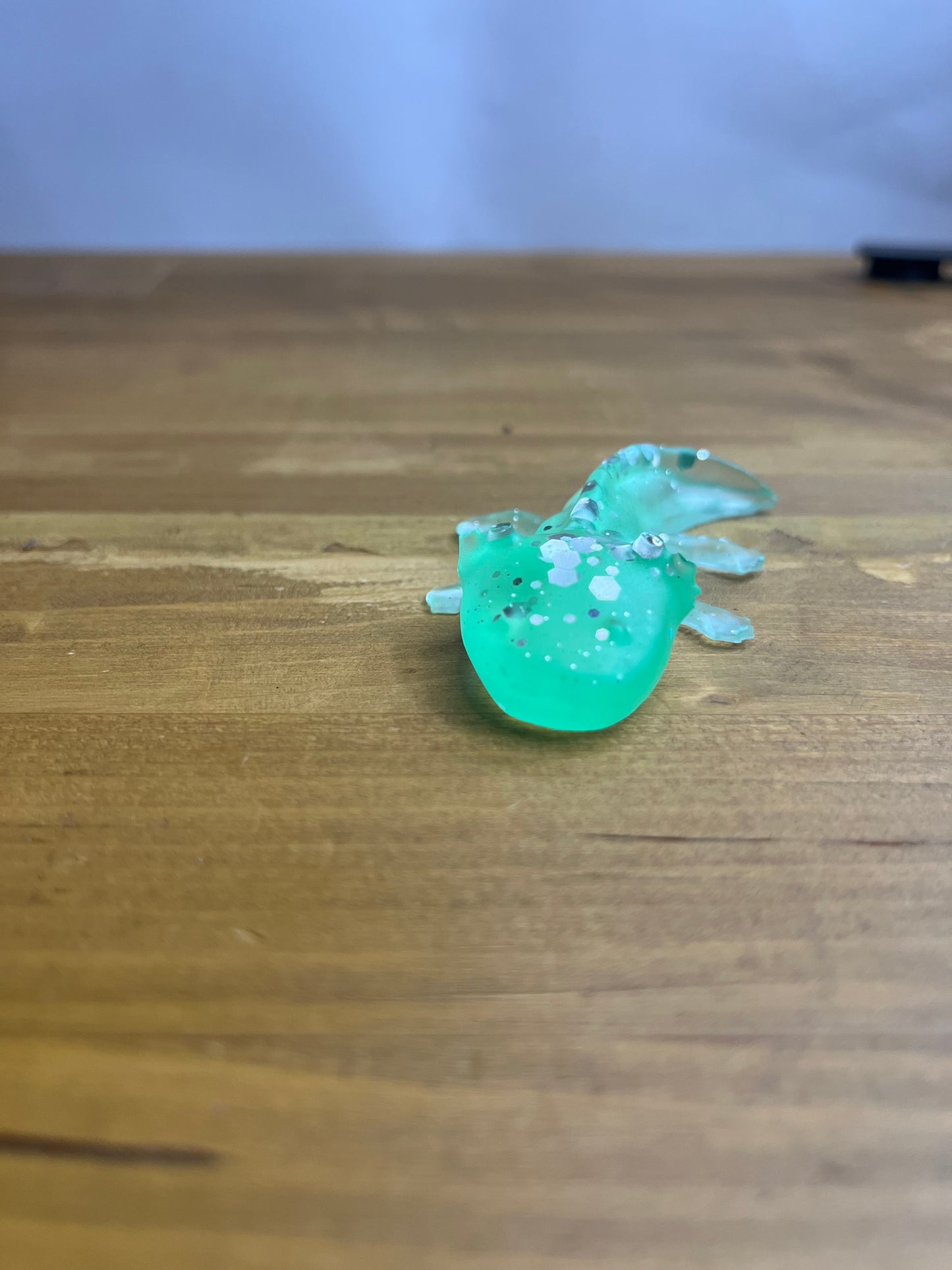 Glow in the Dark Resin Axolotl Figurine, Handcrafted, Collectible,