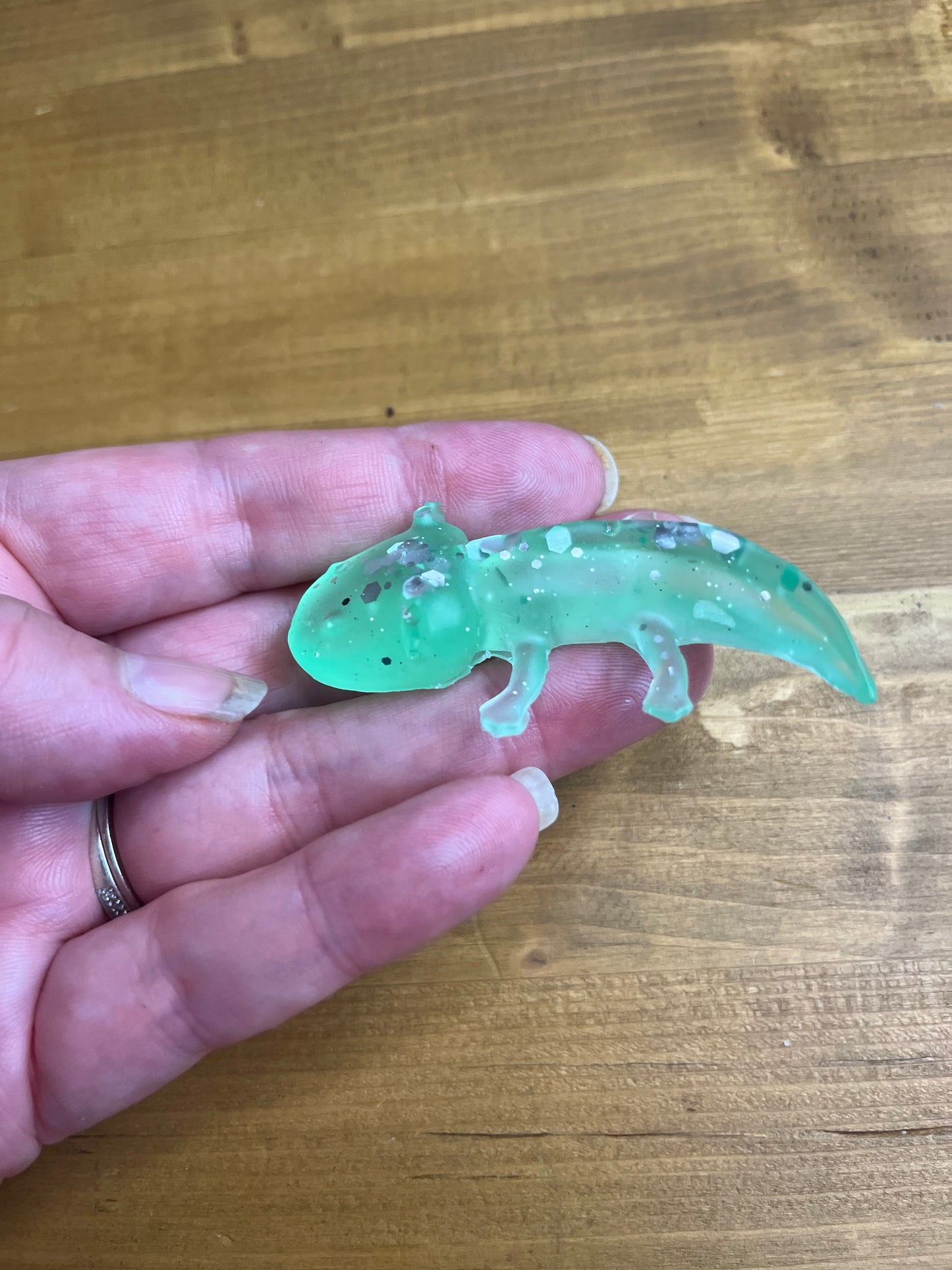 Glow in the Dark Resin Axolotl Figurine, Handcrafted, Collectible,