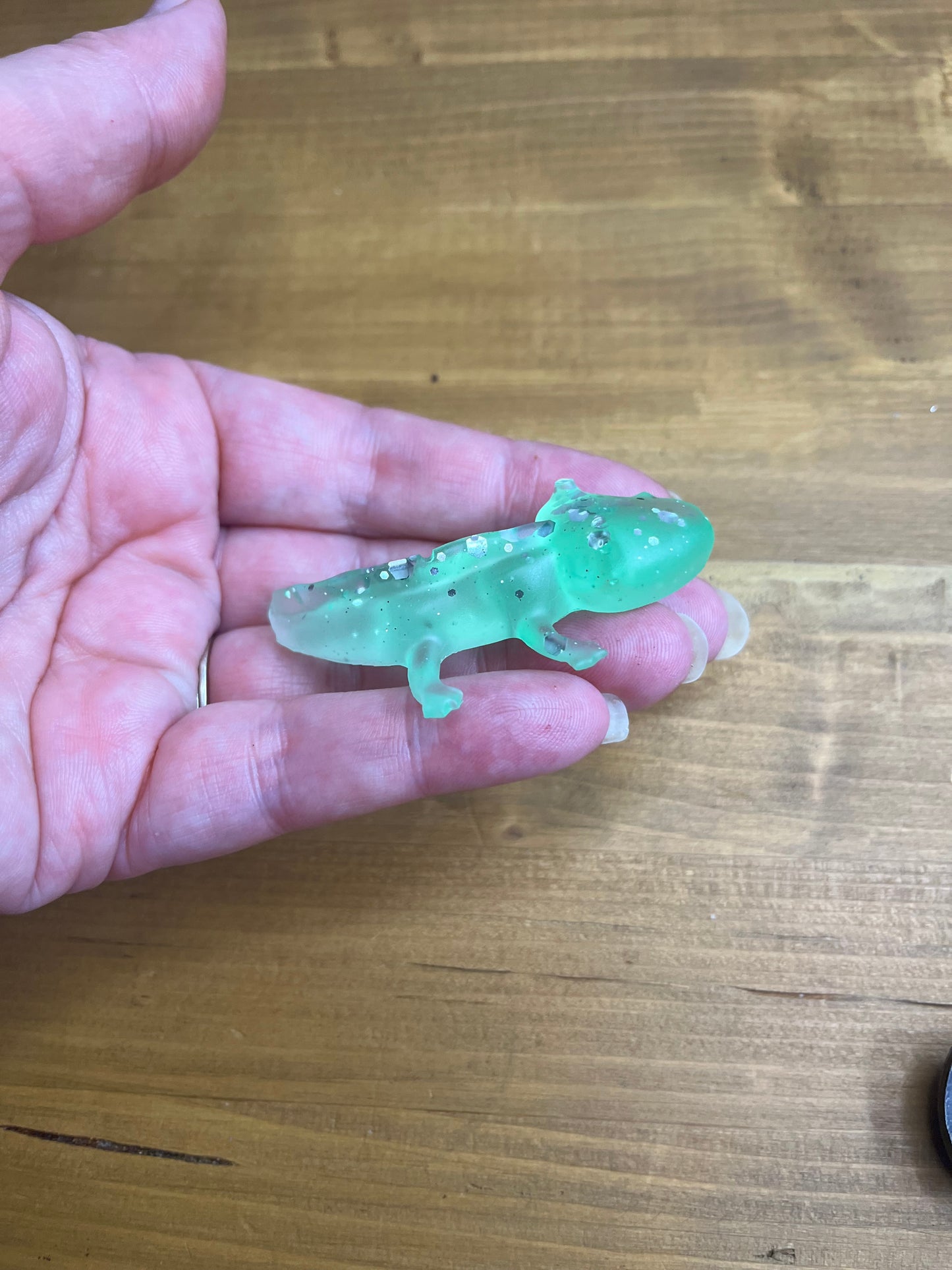 Glow in the Dark Resin Axolotl Figurine, Handcrafted, Collectible,