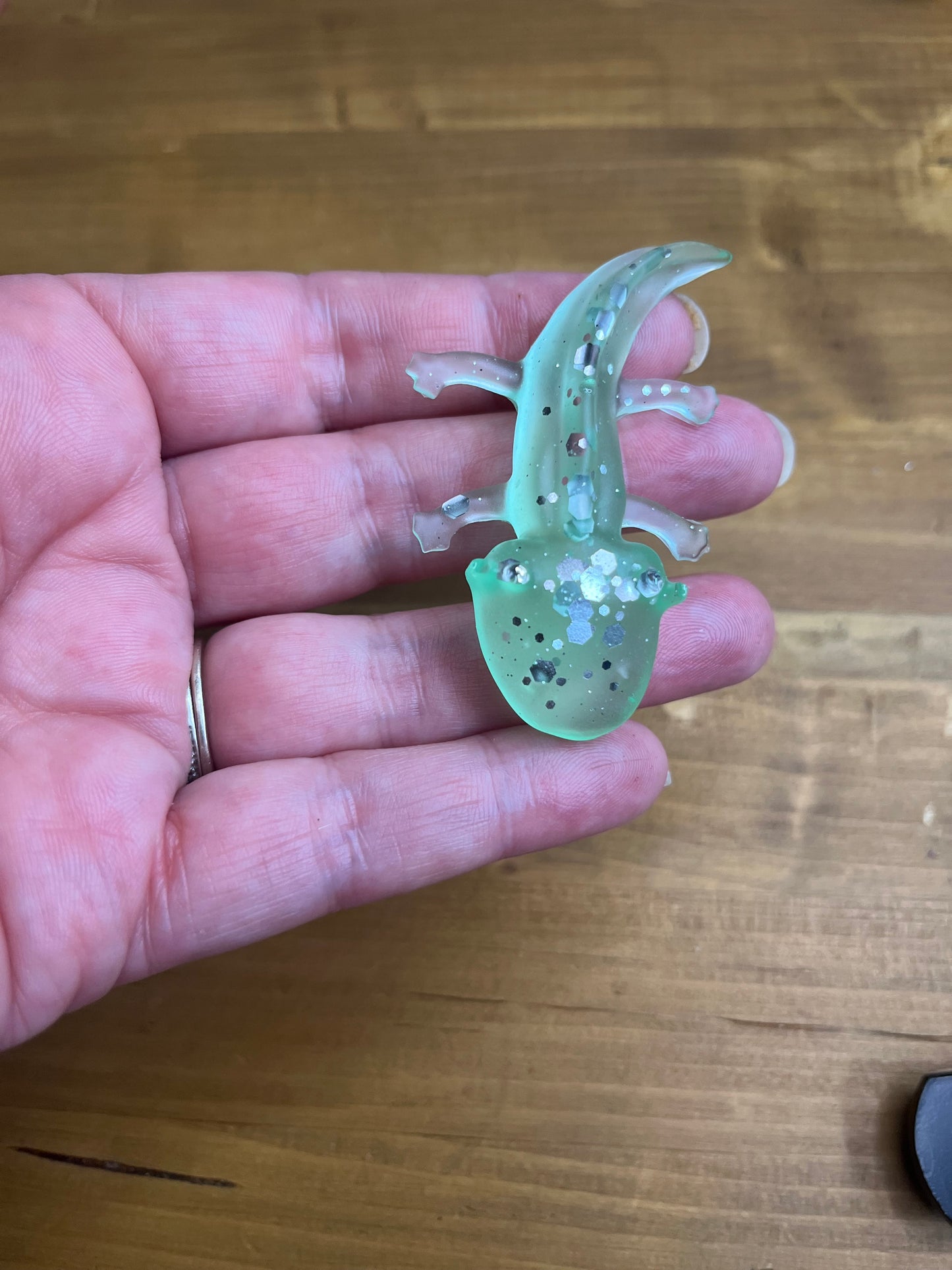 Glow in the Dark Resin Axolotl Figurine, Handcrafted, Collectible,