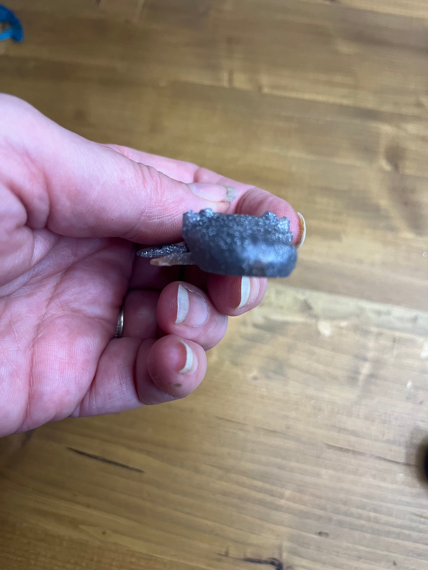 Resin Axolotl Figurine, Miniature Desk Buddy in Grey and Silver Glitter