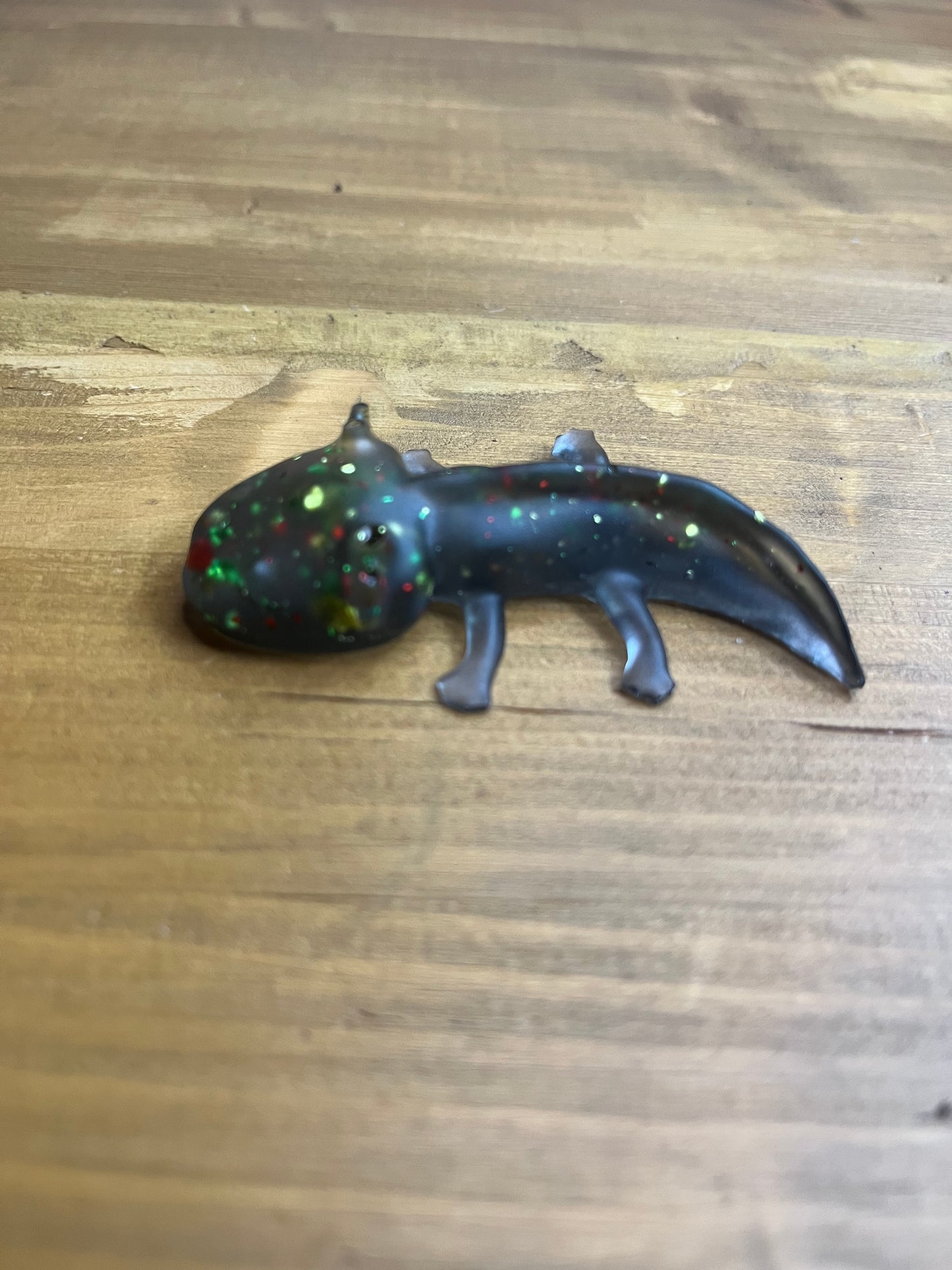 Black resin Axolotl Figurine with Glitter Accents