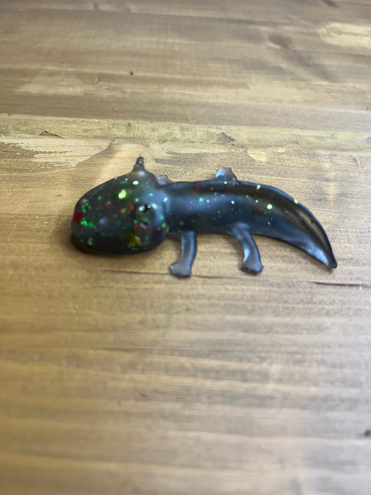 Black resin Axolotl Figurine with Glitter Accents