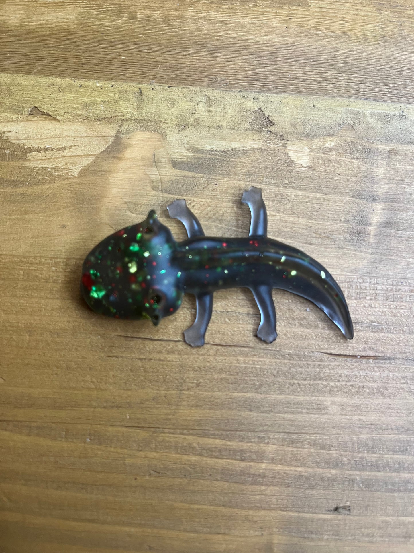 Black resin Axolotl Figurine with Glitter Accents